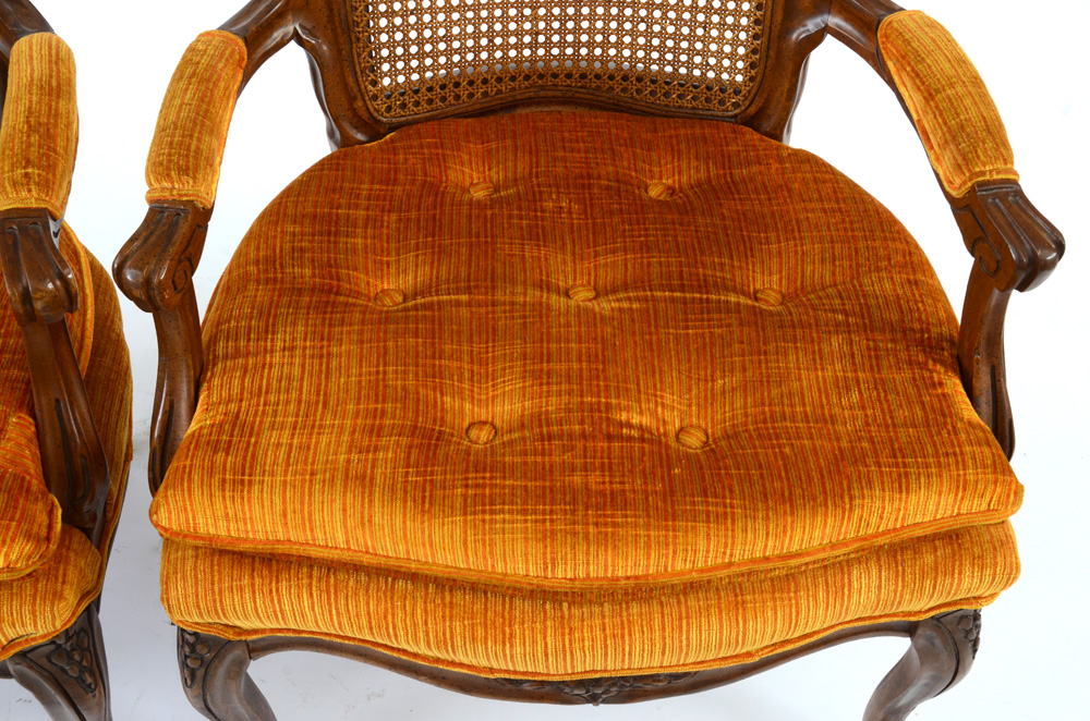 Louis XV Style Cane Back Fauteuil Chairs