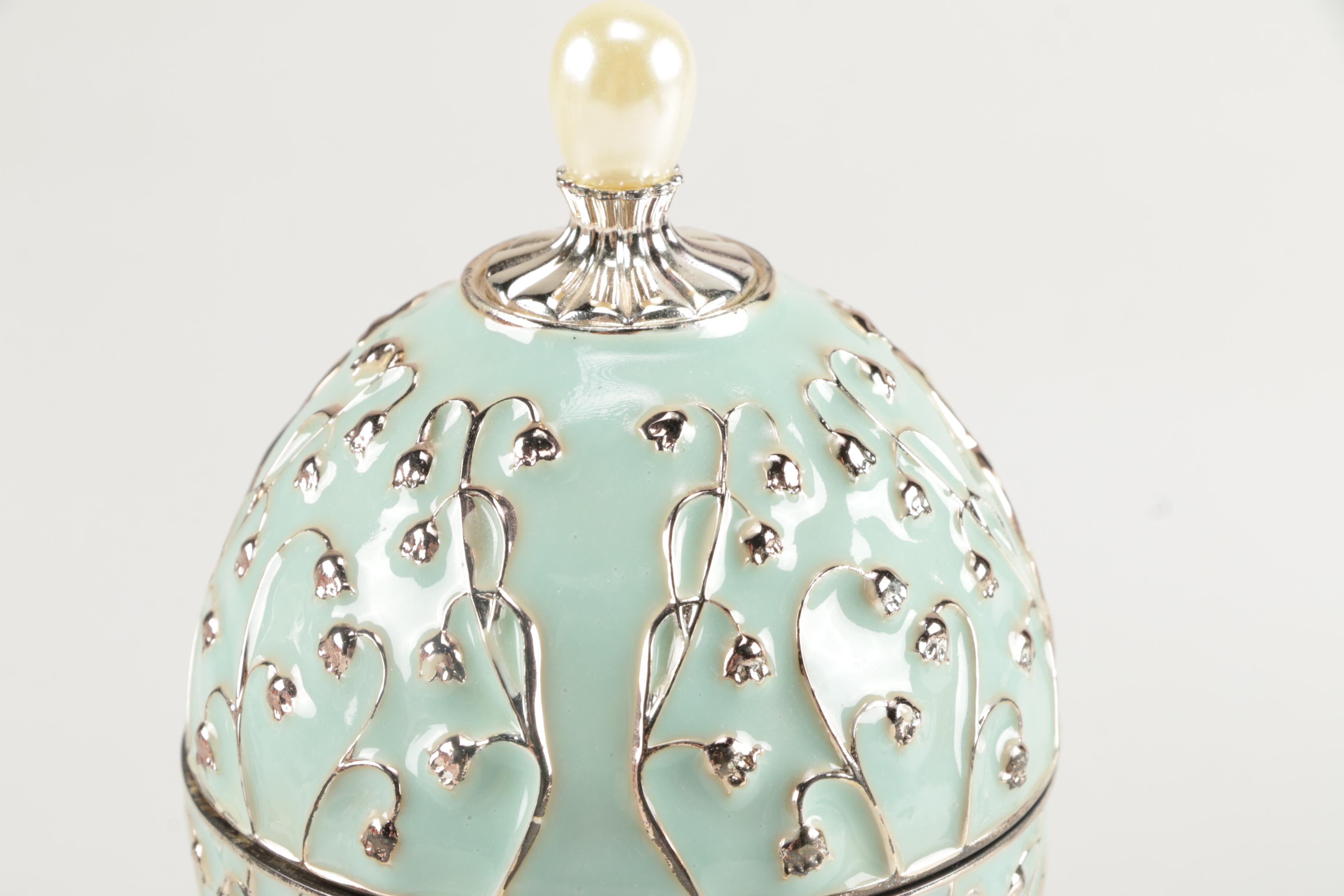 Faberge Style Egg Music Boxes Featuring Wallace and Franklin Mint