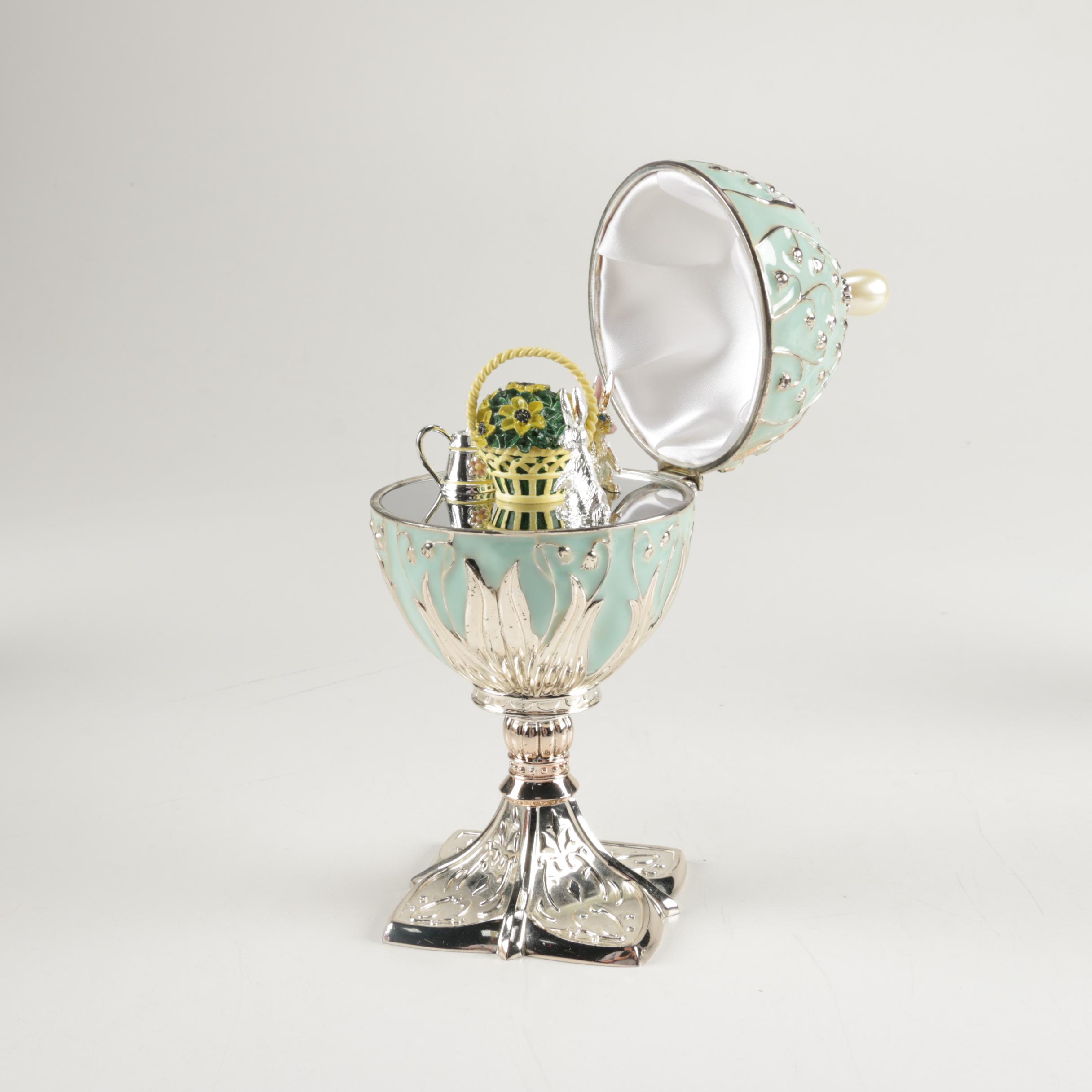 Faberge Style Egg Music Boxes Featuring Wallace and Franklin Mint