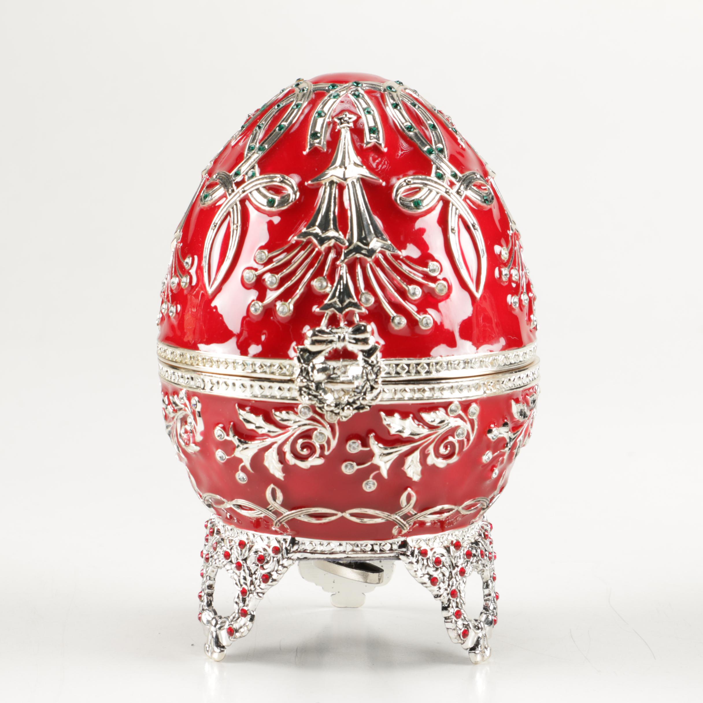 Faberge Style Egg Music Boxes Featuring Wallace and Franklin Mint
