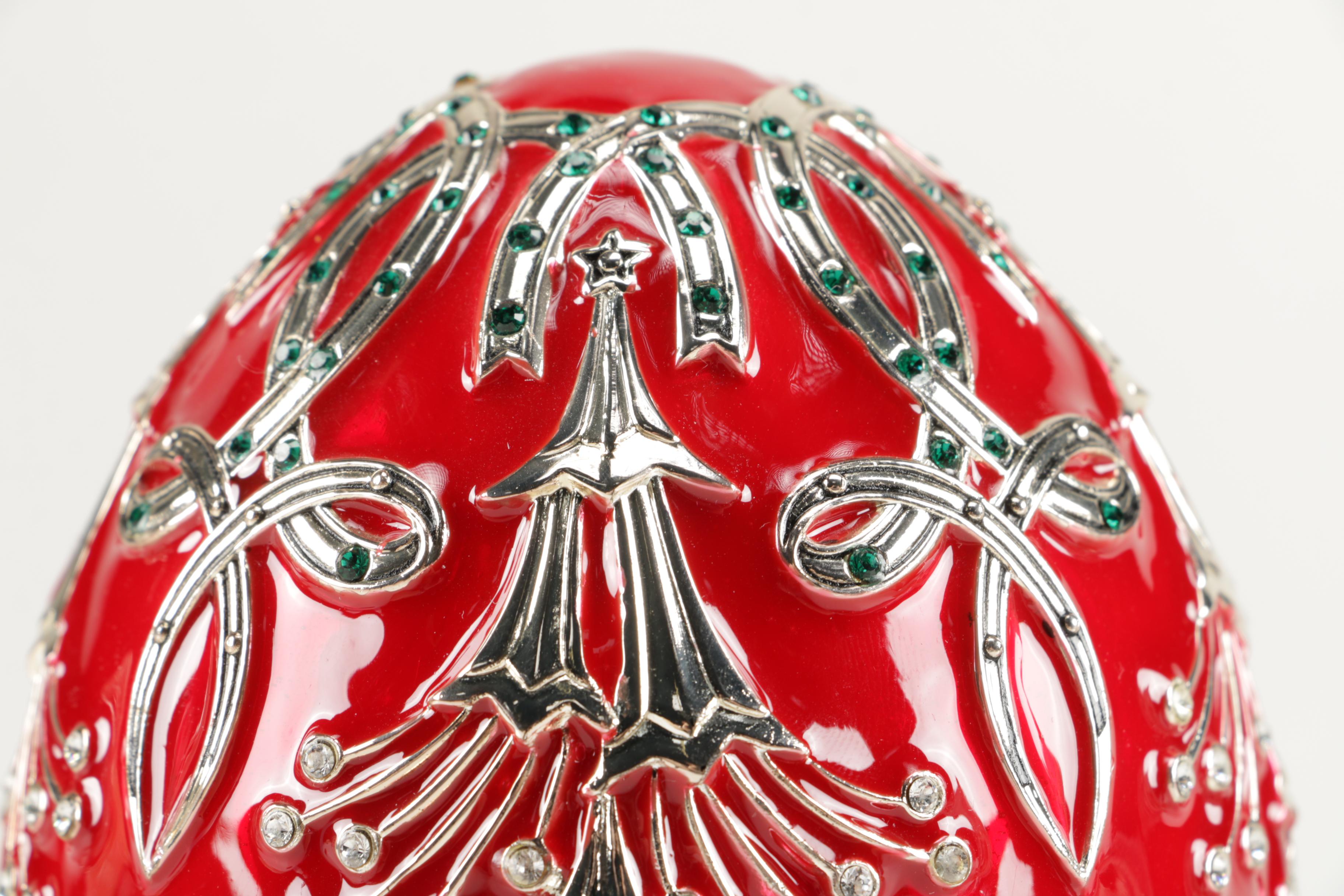 Faberge Style Egg Music Boxes Featuring Wallace and Franklin Mint