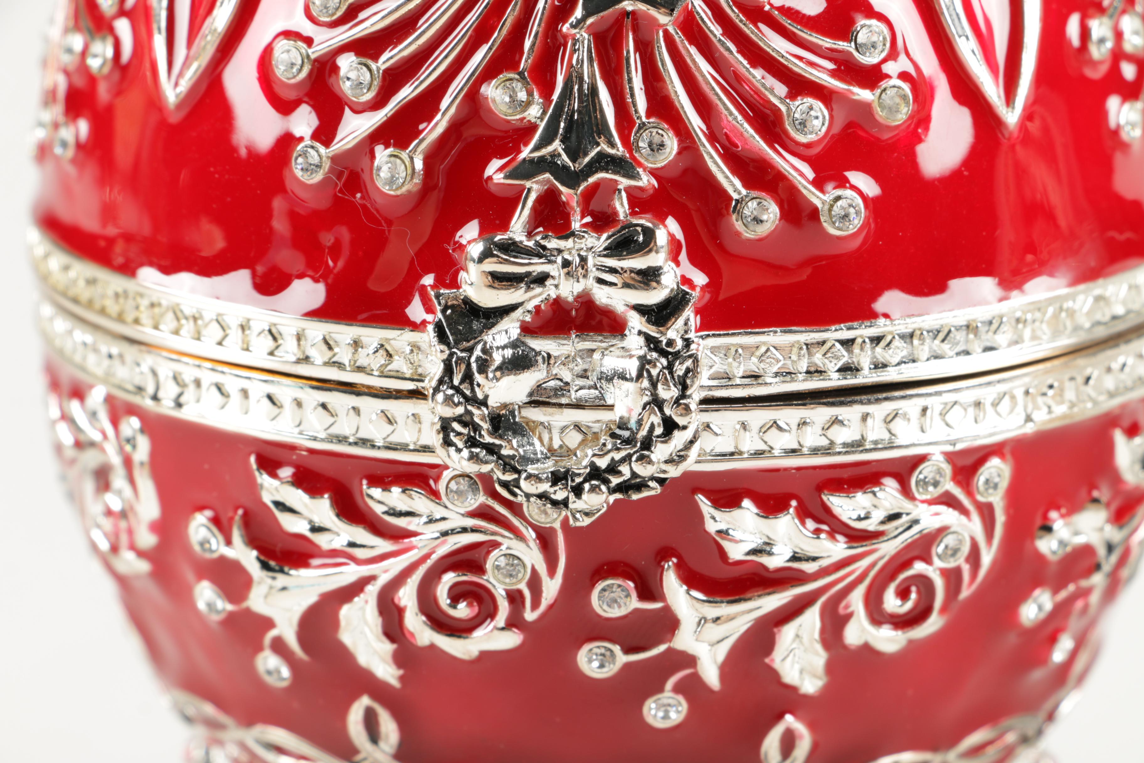 Faberge Style Egg Music Boxes Featuring Wallace and Franklin Mint