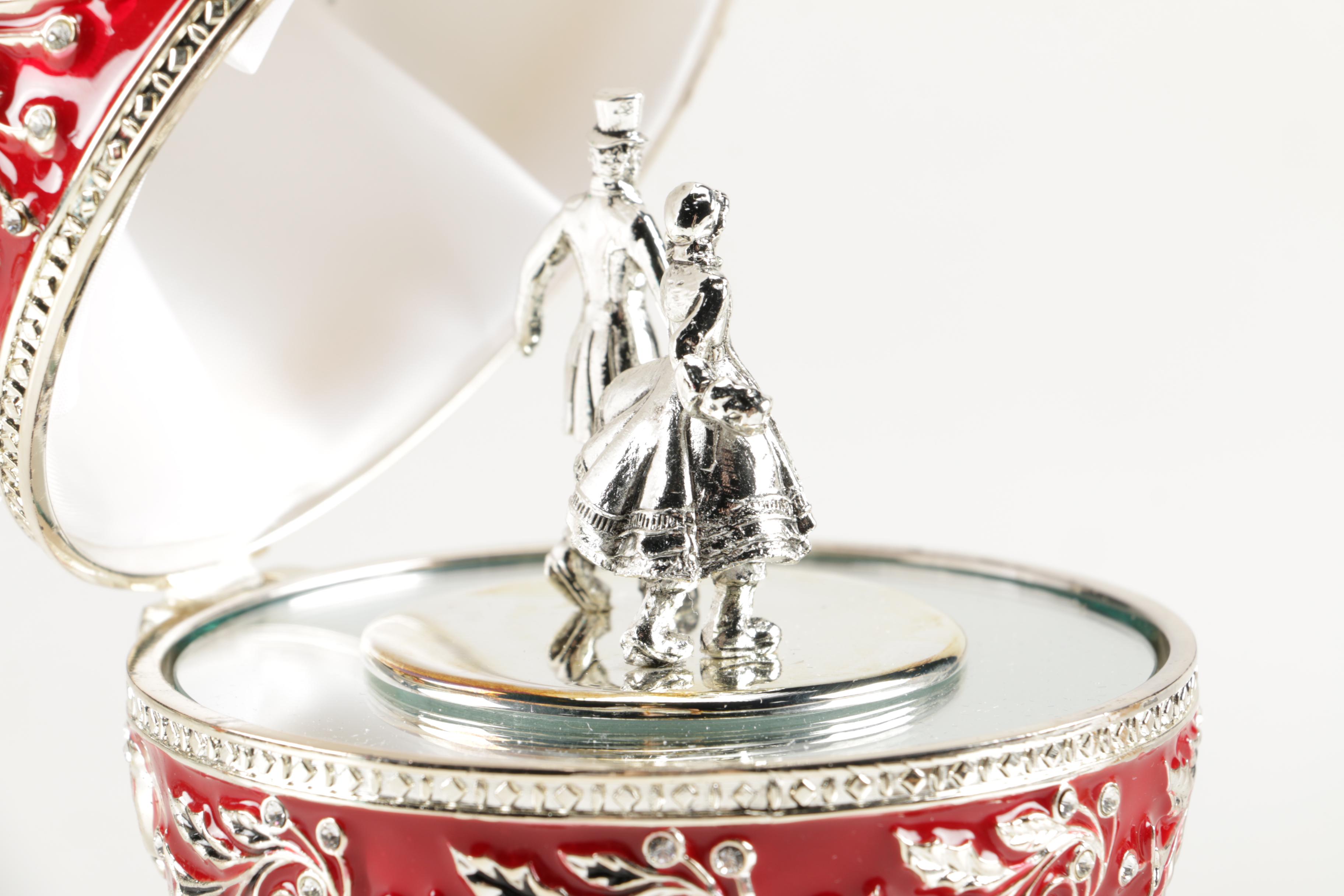 Faberge Style Egg Music Boxes Featuring Wallace and Franklin Mint