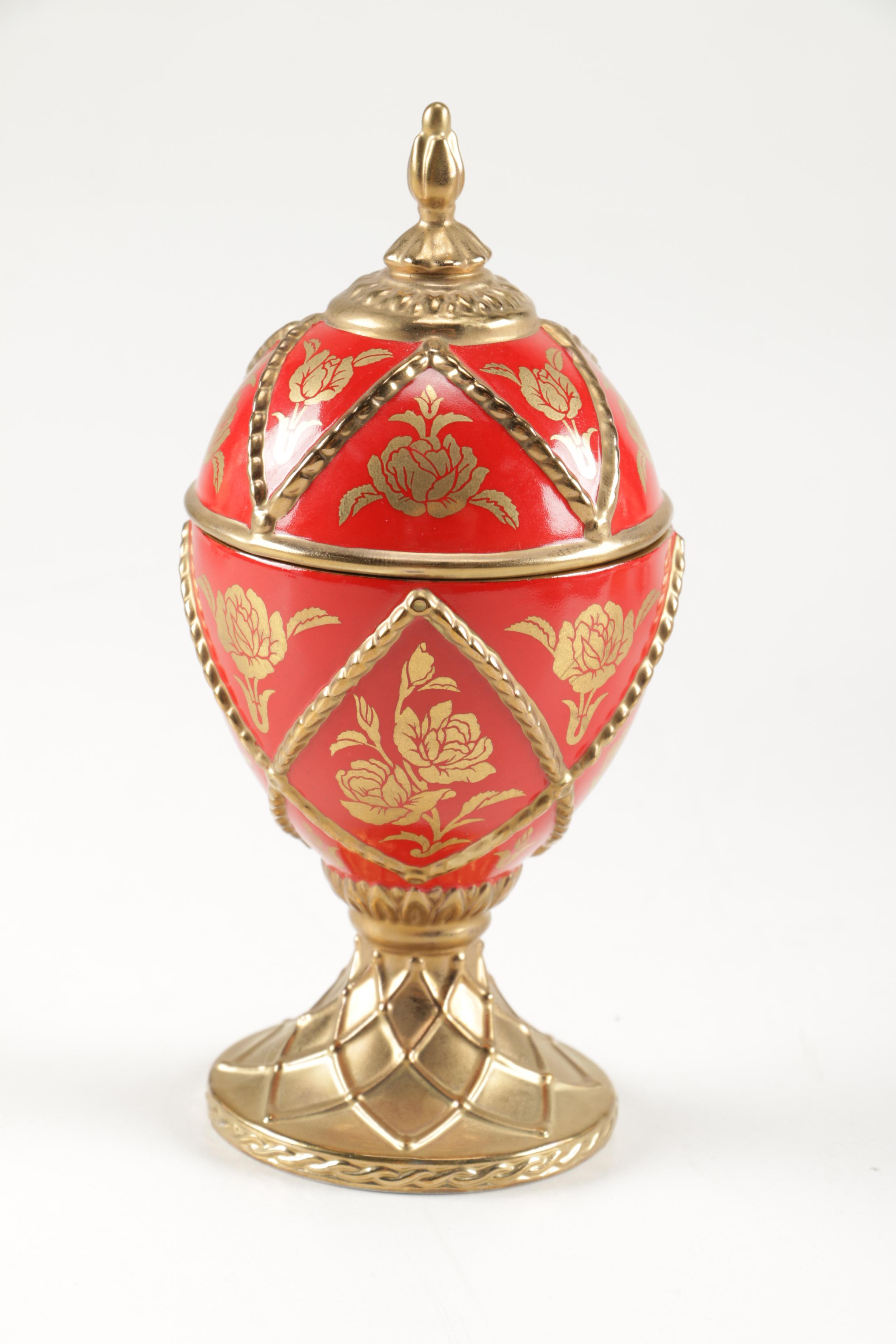 Faberge Style Egg Music Boxes Featuring Wallace and Franklin Mint