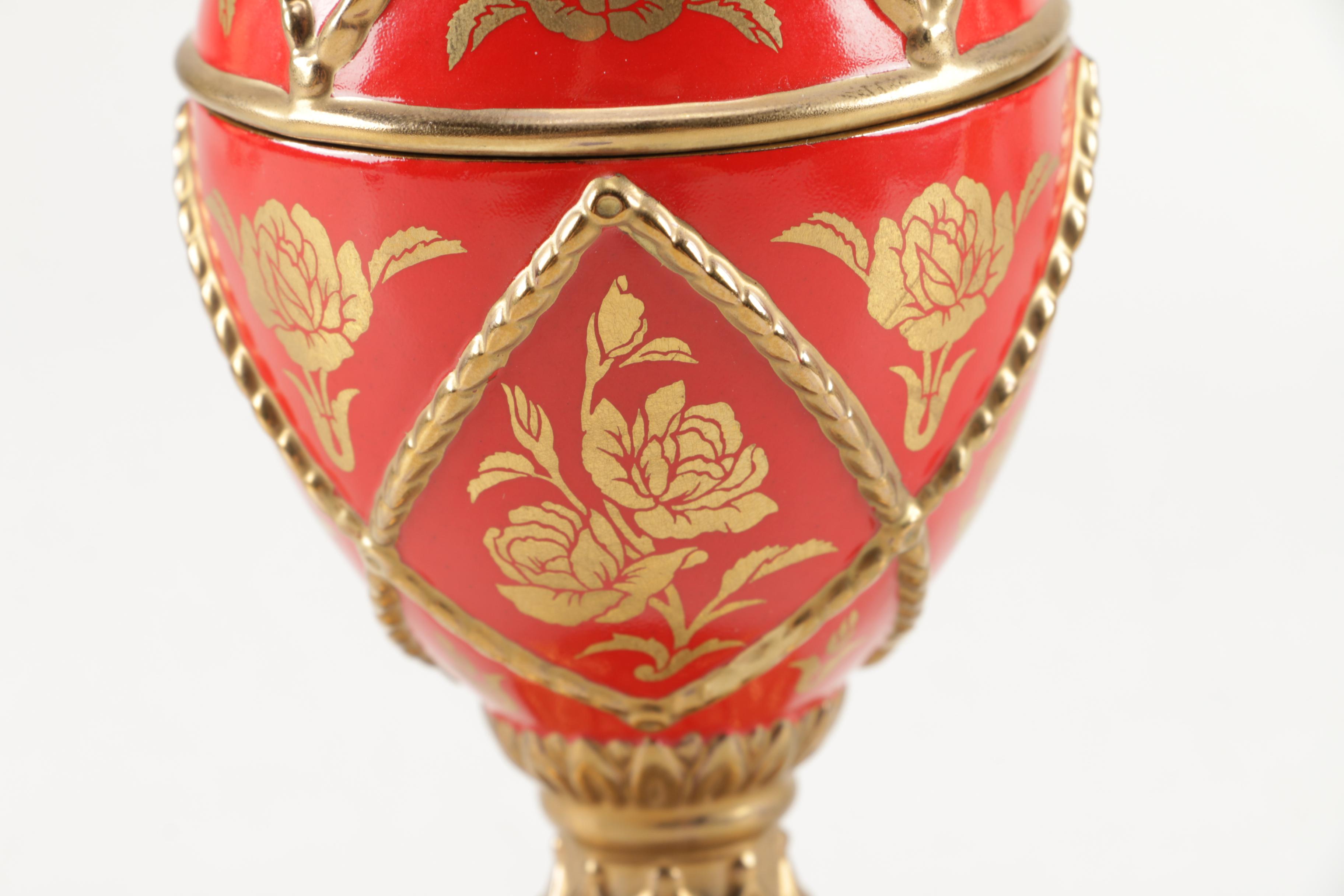 Faberge Style Egg Music Boxes Featuring Wallace and Franklin Mint