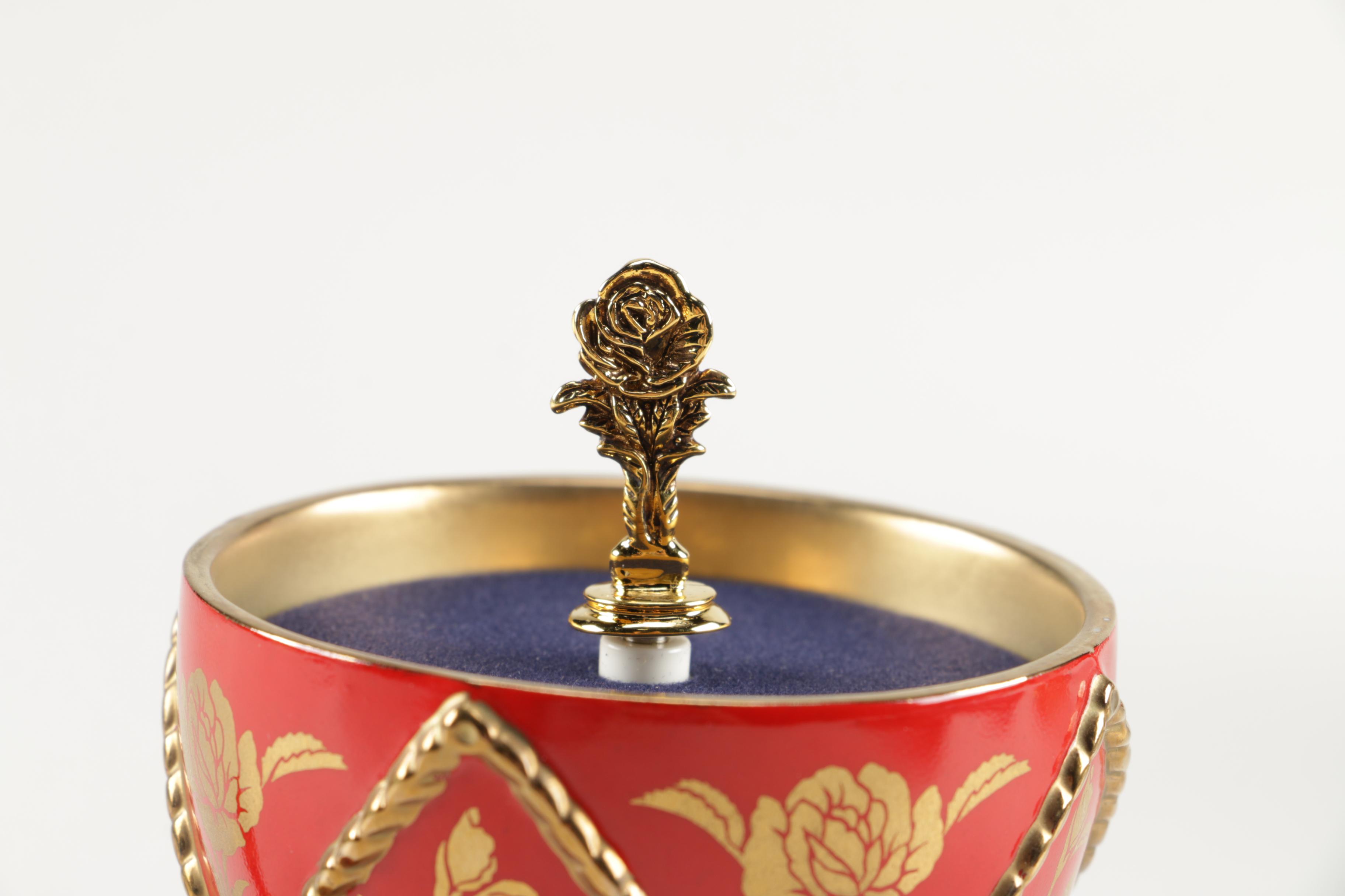 Faberge Style Egg Music Boxes Featuring Wallace and Franklin Mint