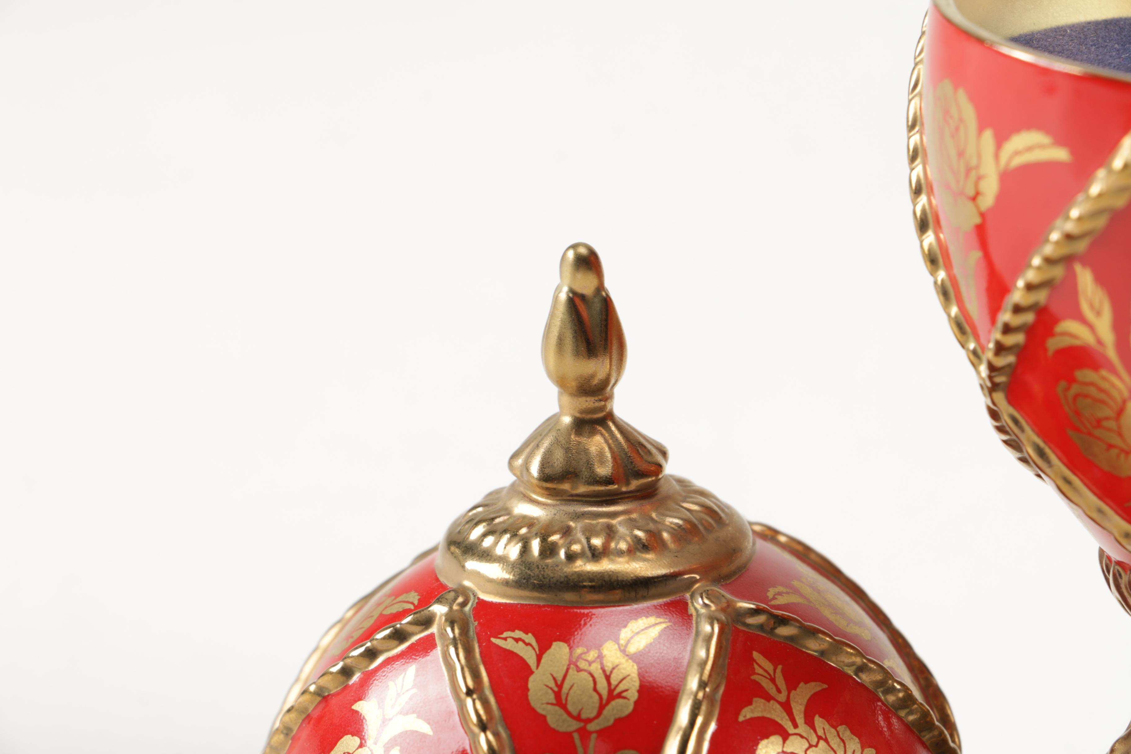 Faberge Style Egg Music Boxes Featuring Wallace and Franklin Mint