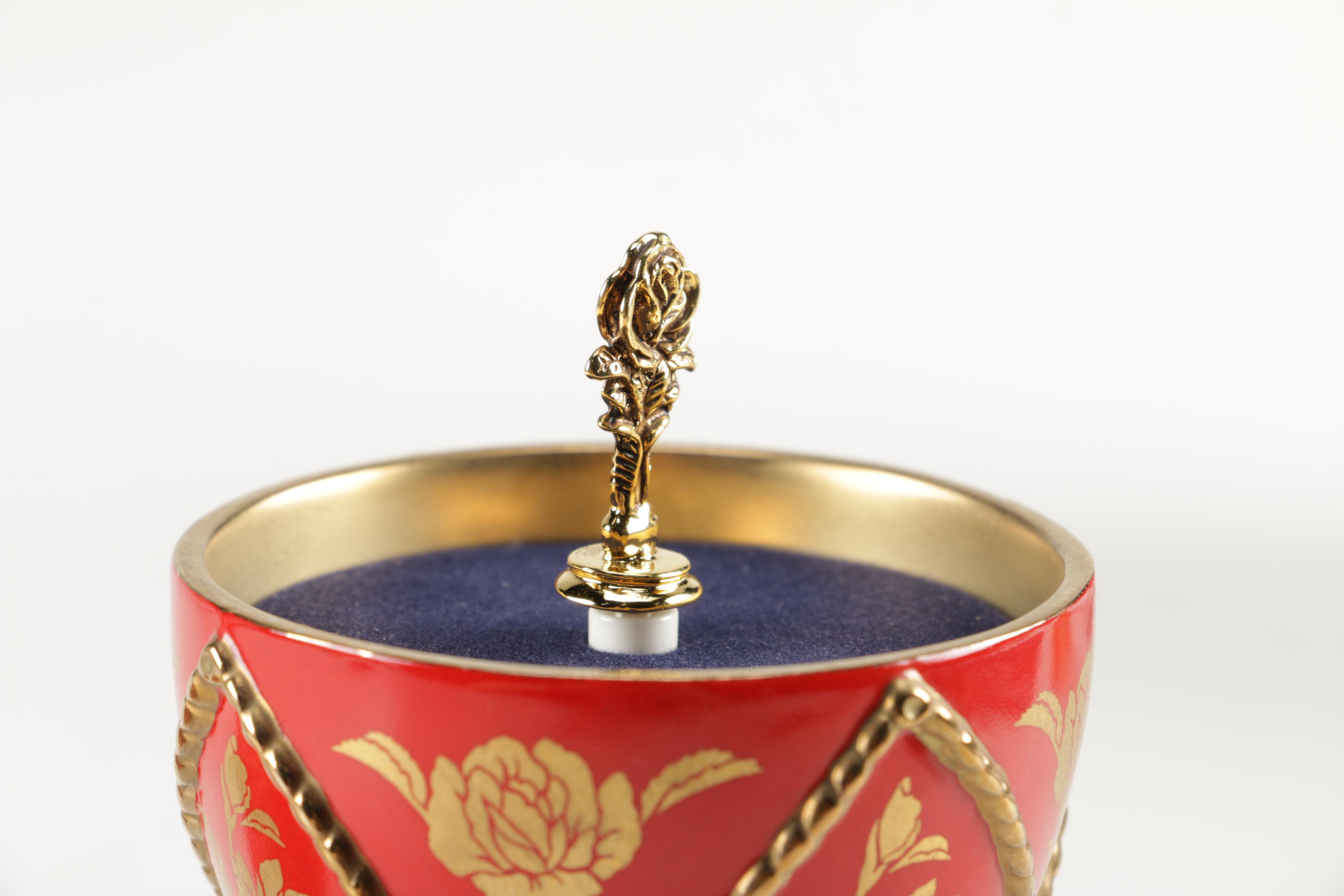 Faberge Style Egg Music Boxes Featuring Wallace and Franklin Mint