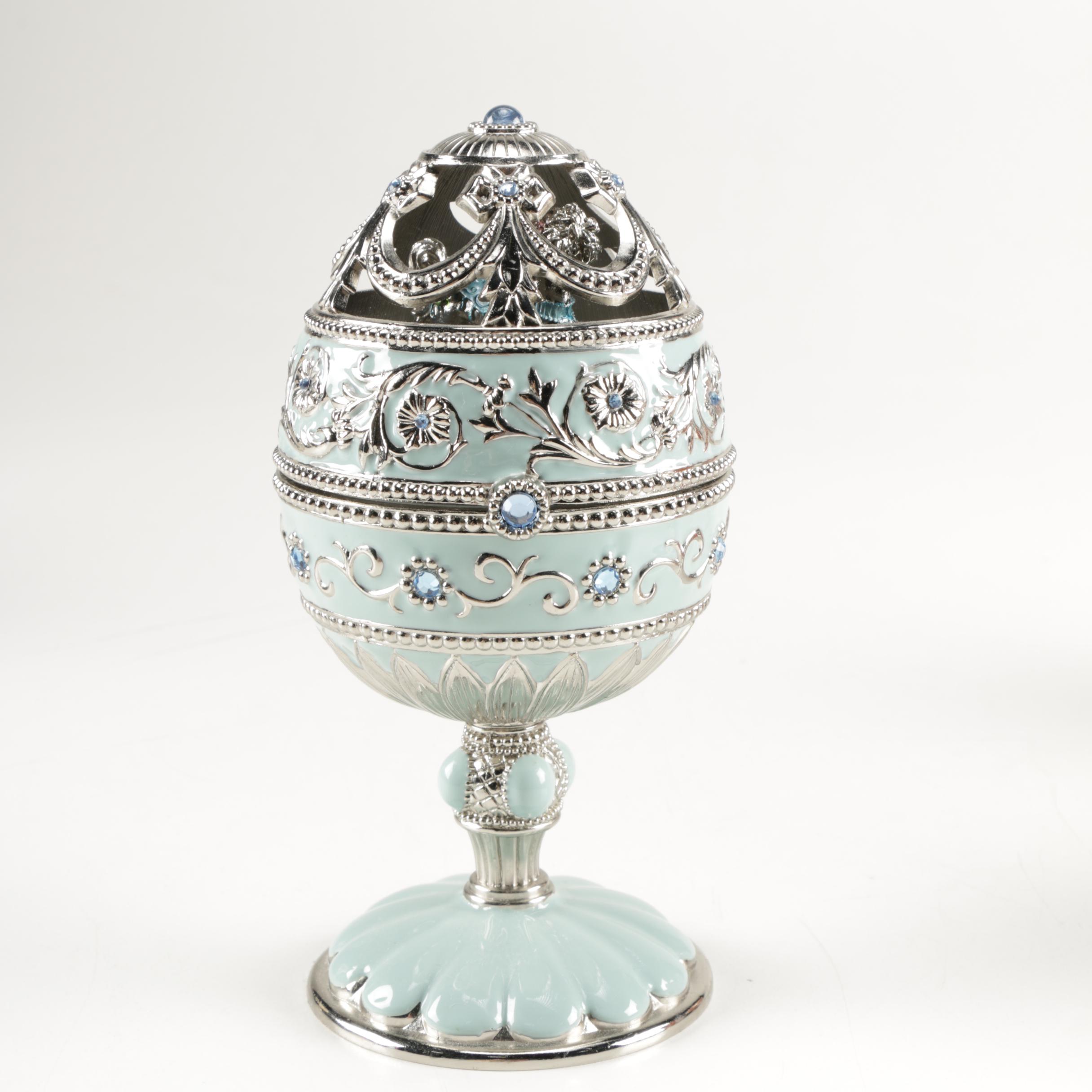 Faberge Style Egg Music Boxes Featuring Wallace and Franklin Mint
