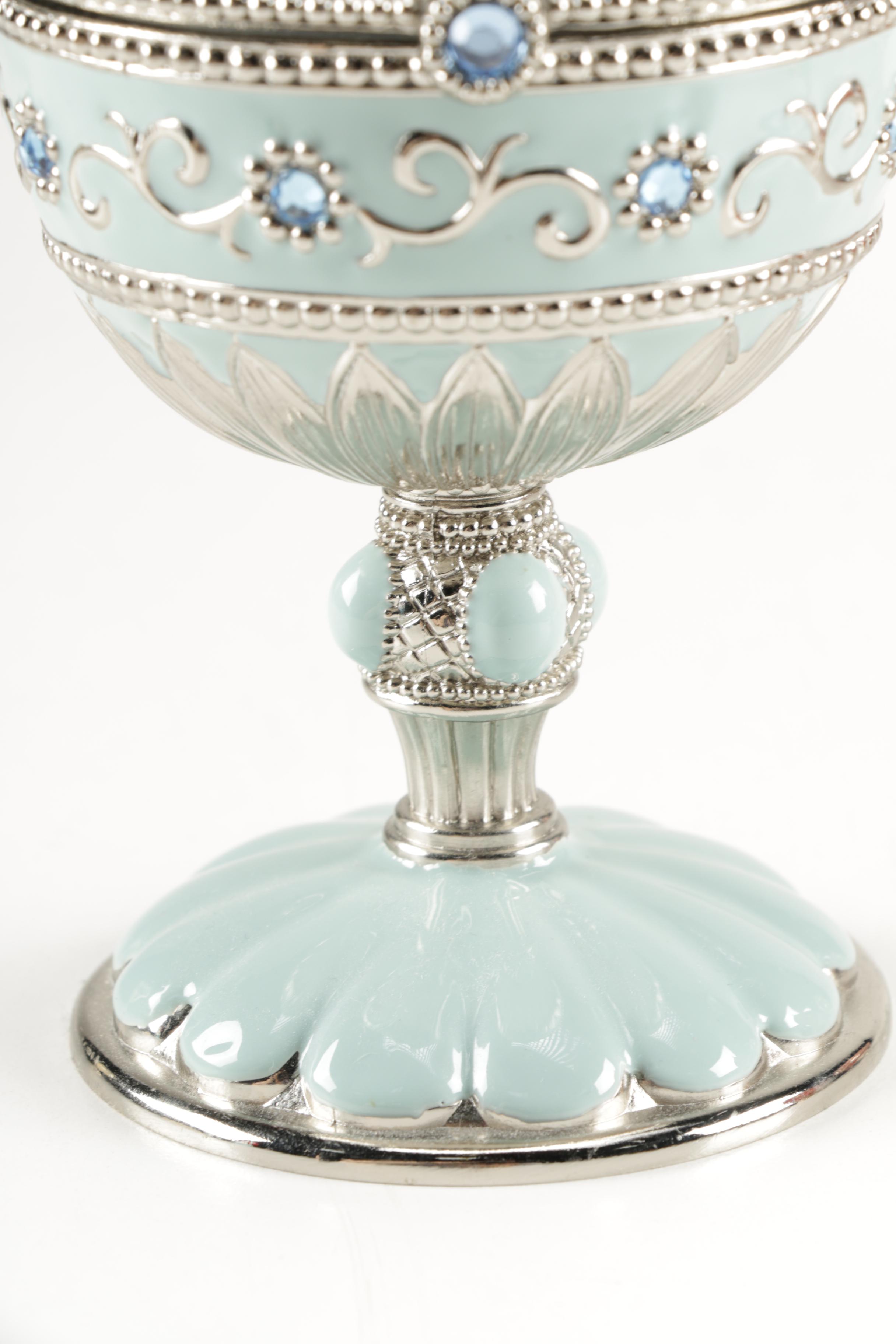 Faberge Style Egg Music Boxes Featuring Wallace and Franklin Mint