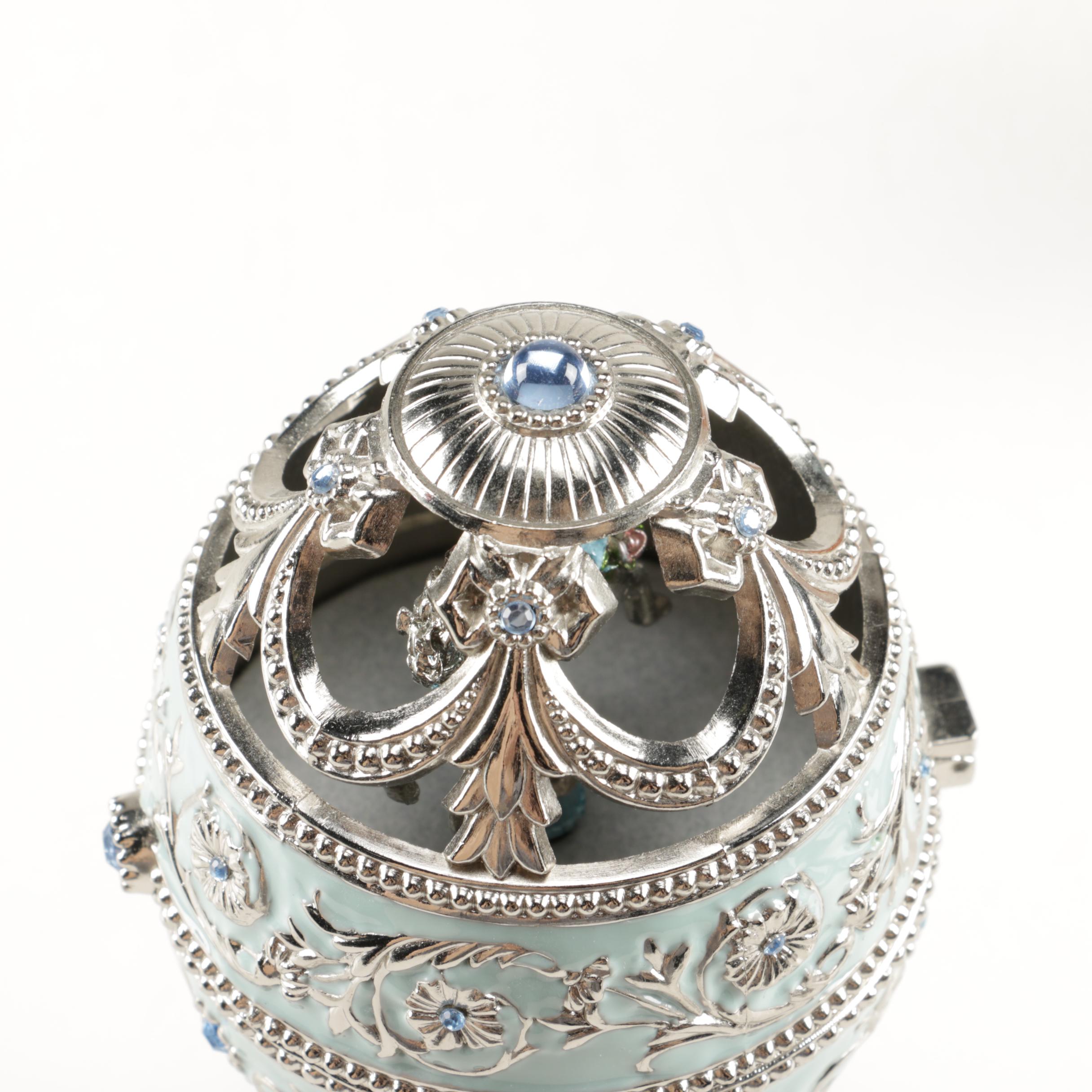 Faberge Style Egg Music Boxes Featuring Wallace and Franklin Mint