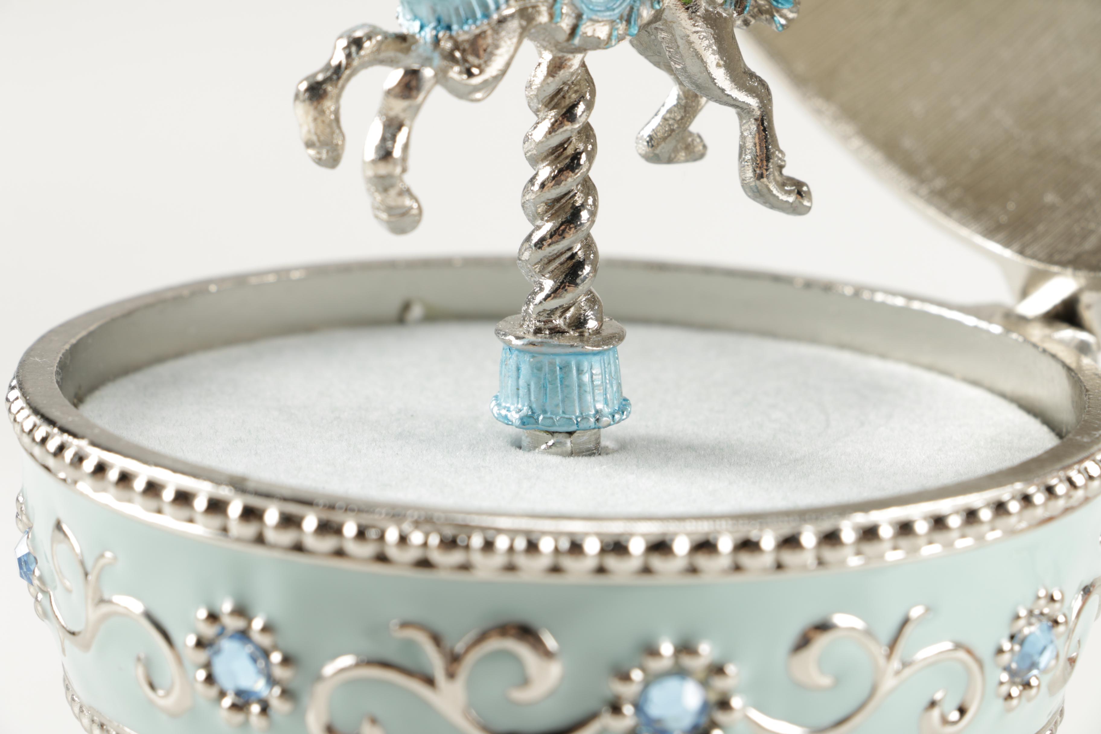 Faberge Style Egg Music Boxes Featuring Wallace and Franklin Mint