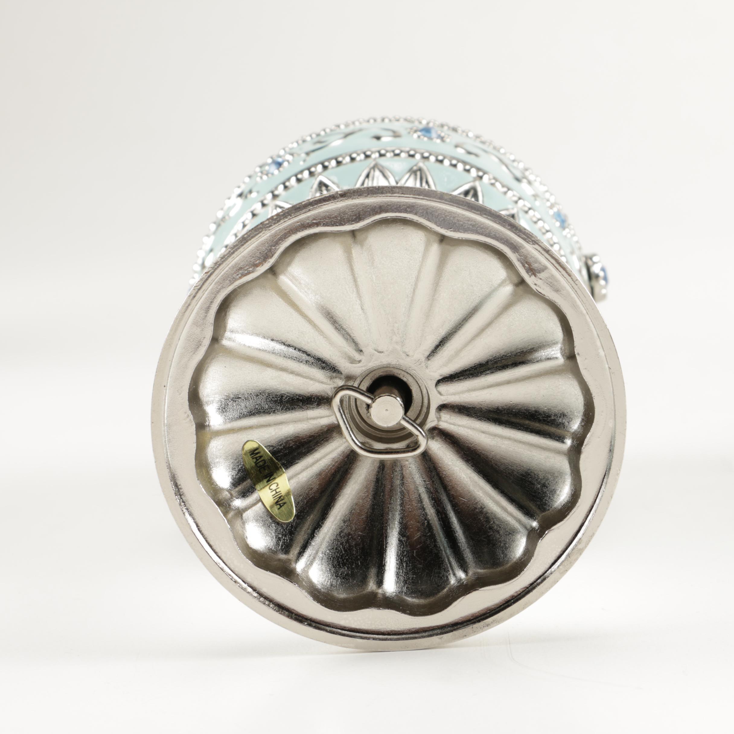 Faberge Style Egg Music Boxes Featuring Wallace and Franklin Mint