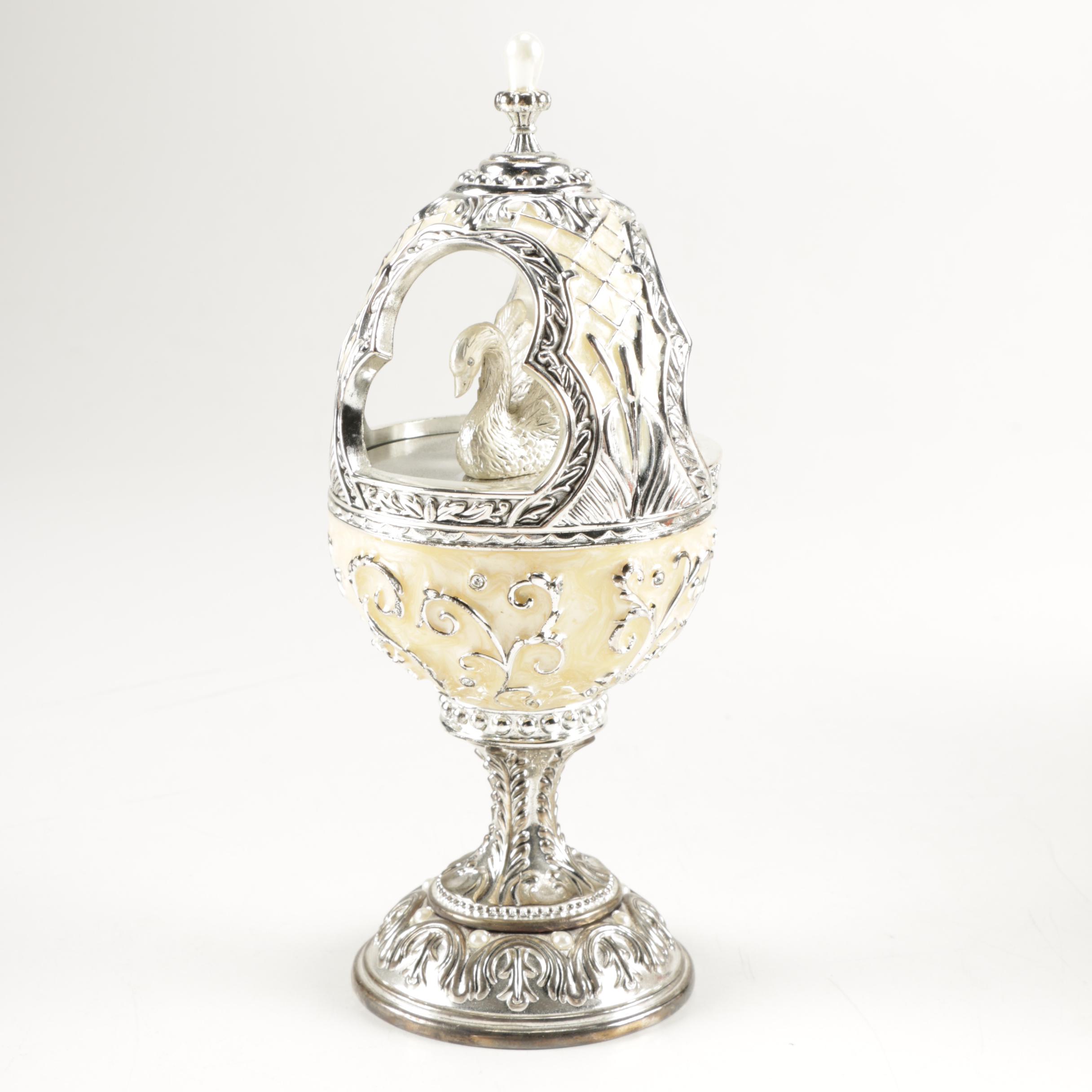 Faberge Style Egg Music Boxes Featuring Wallace and Franklin Mint