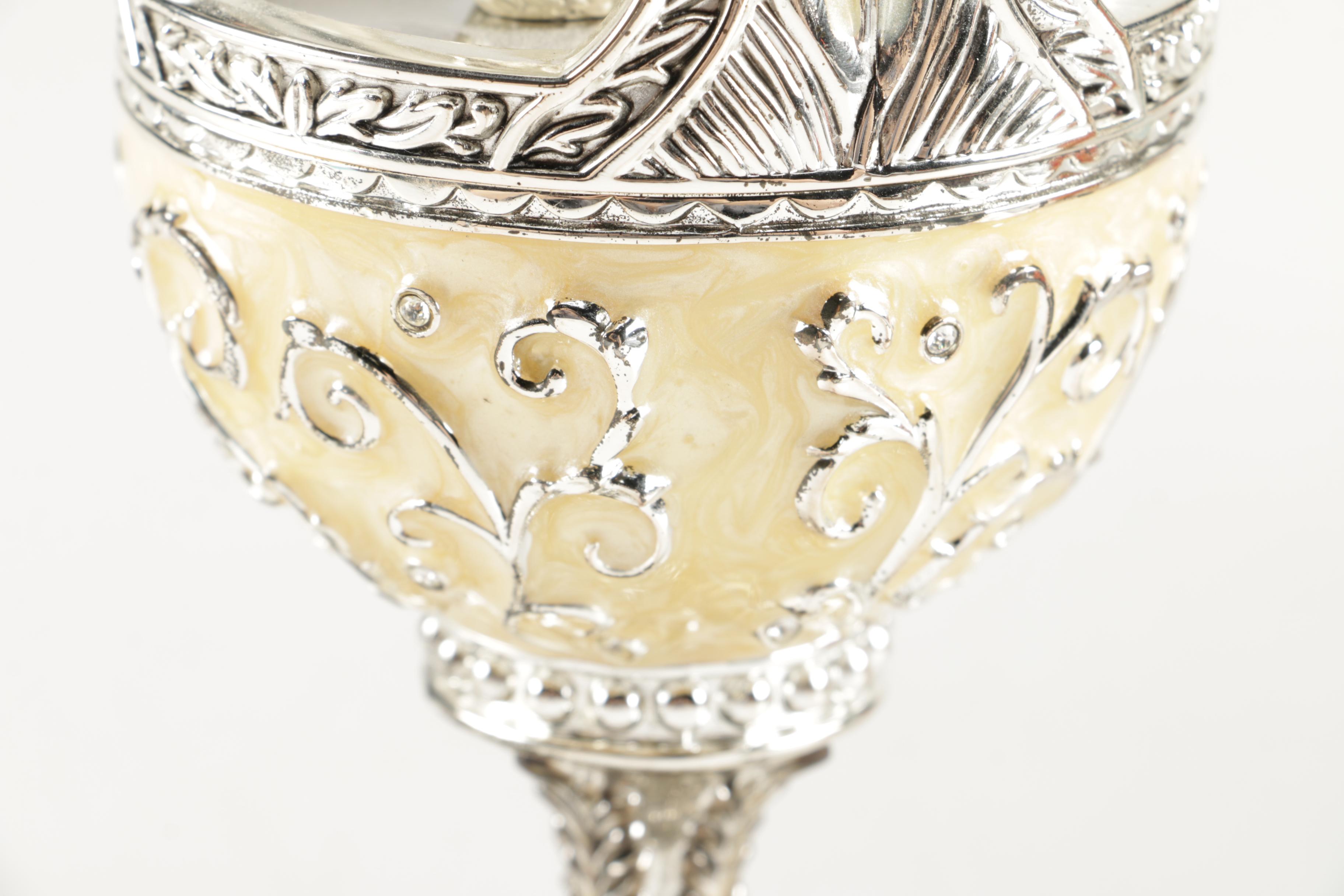 Faberge Style Egg Music Boxes Featuring Wallace and Franklin Mint