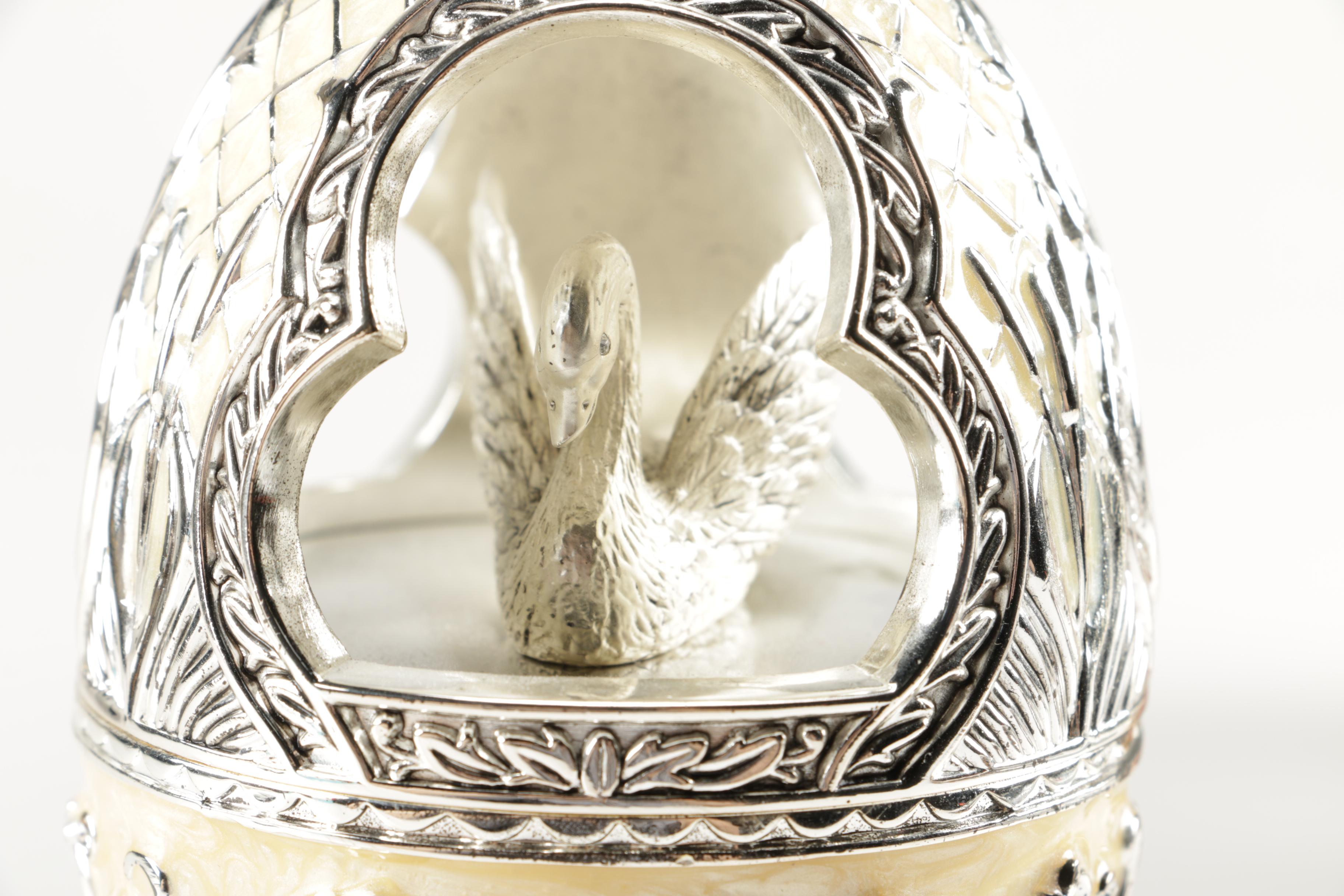 Faberge Style Egg Music Boxes Featuring Wallace and Franklin Mint