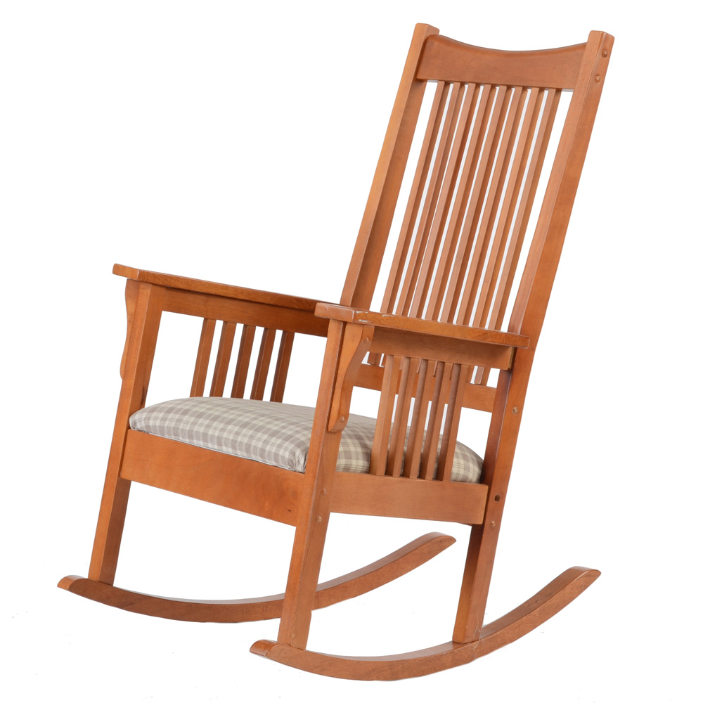 Walnut Mission Style Rocking Chair