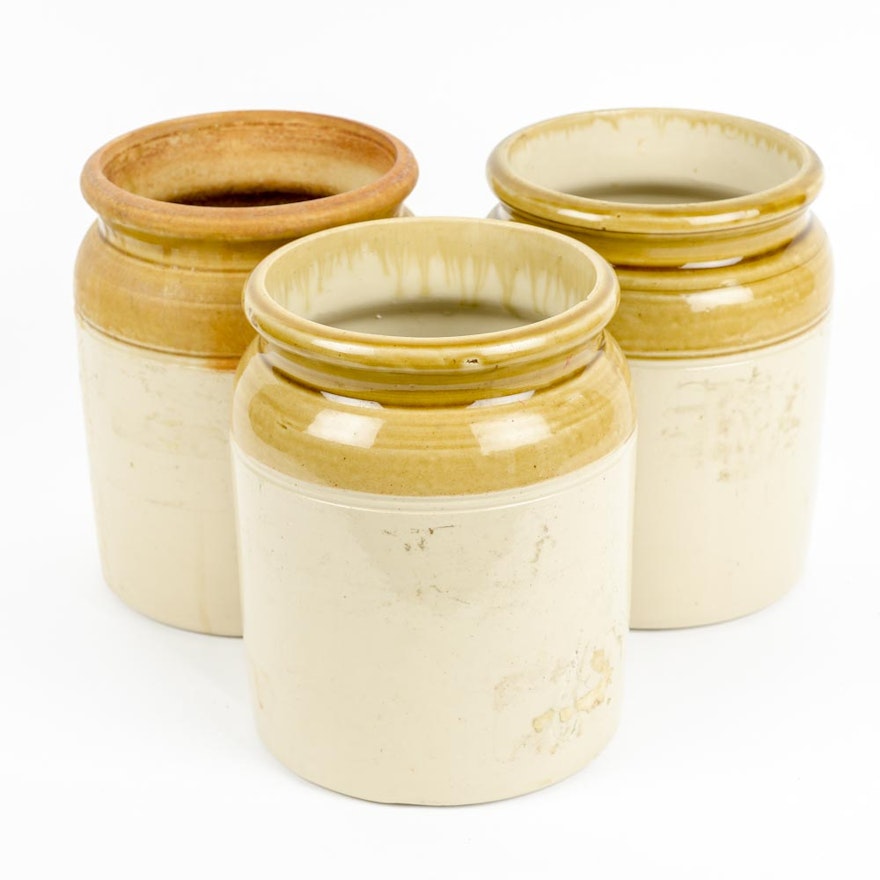 Three French Provencal Conserve Pots