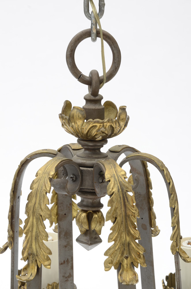 Wrought and Cast Iron Six-Light Chandelier
