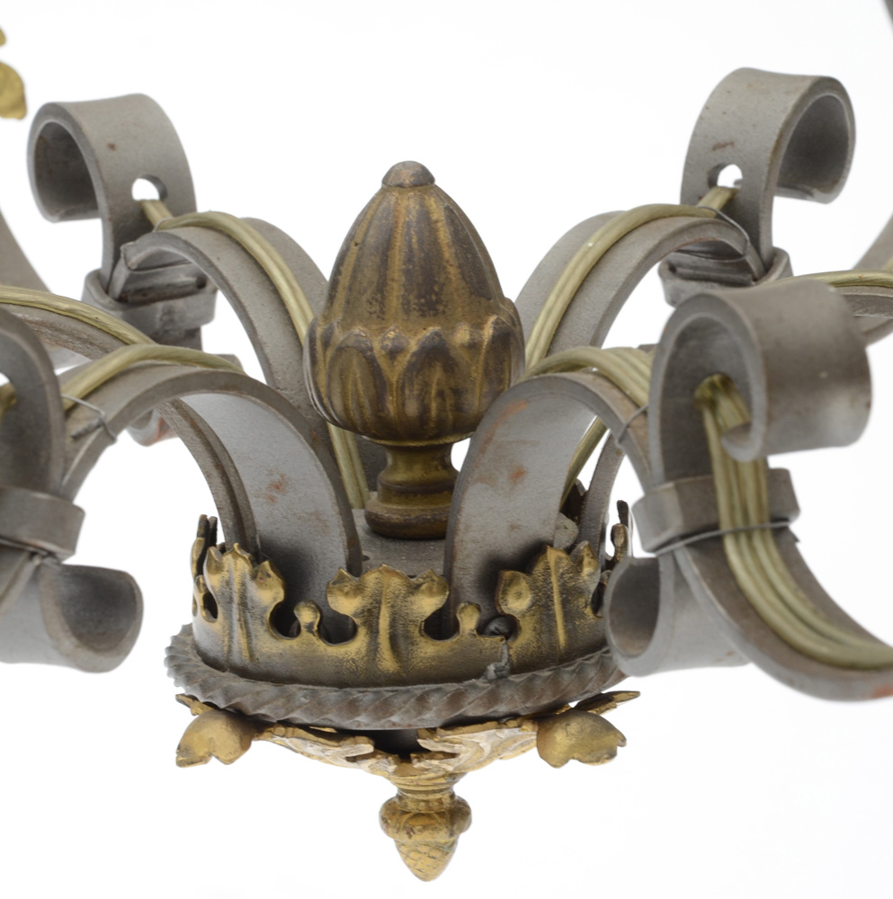 Wrought and Cast Iron Six-Light Chandelier