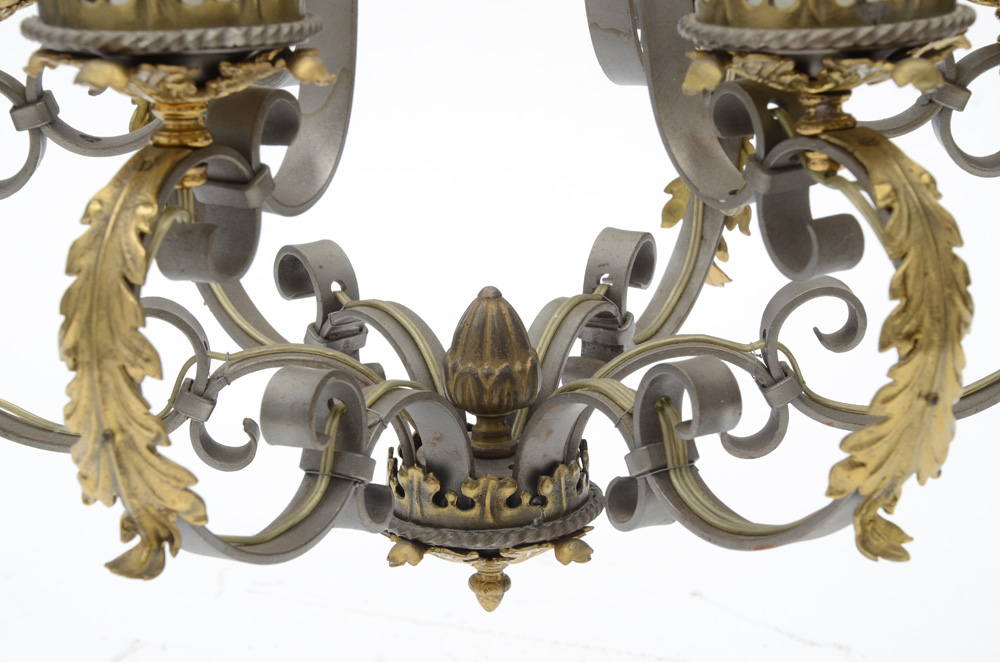 Wrought and Cast Iron Six-Light Chandelier