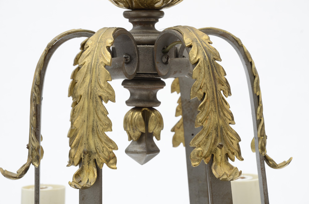 Wrought and Cast Iron Six-Light Chandelier