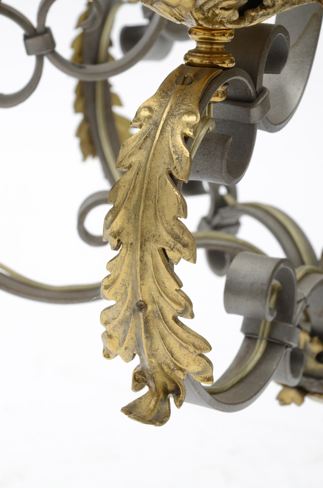 Wrought and Cast Iron Six-Light Chandelier