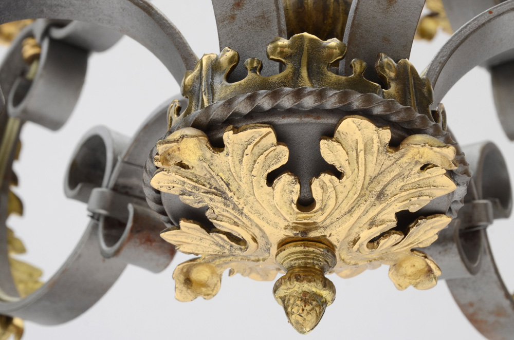 Wrought and Cast Iron Six-Light Chandelier