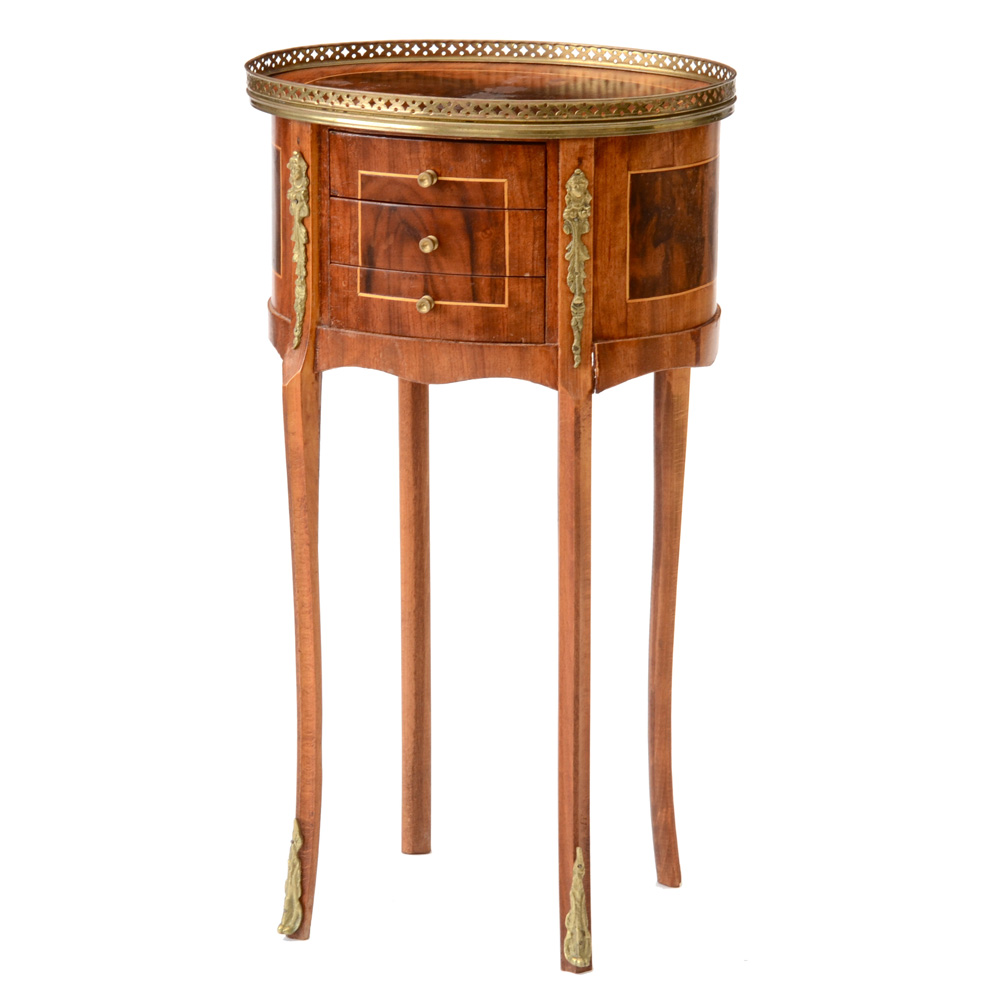 French Occasional Table with Brass Gallery