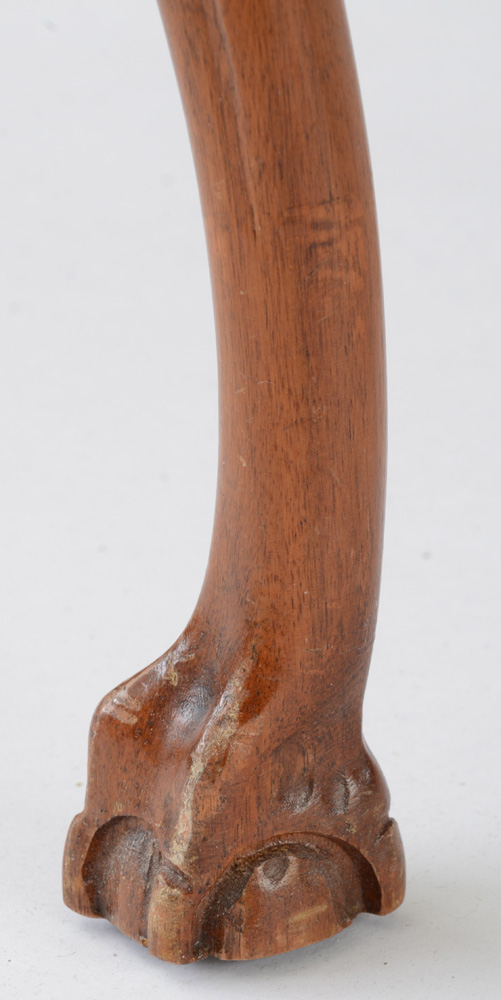 Carved Mahogany Glass Top Tray Table