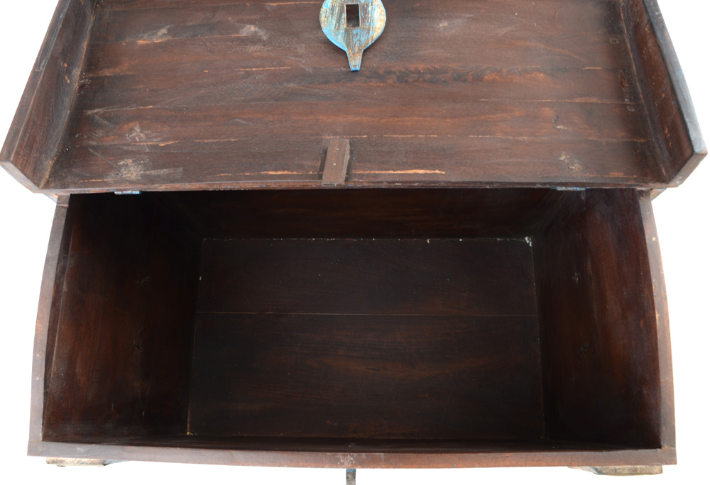 Rolling Blue Painted Wood Trunk