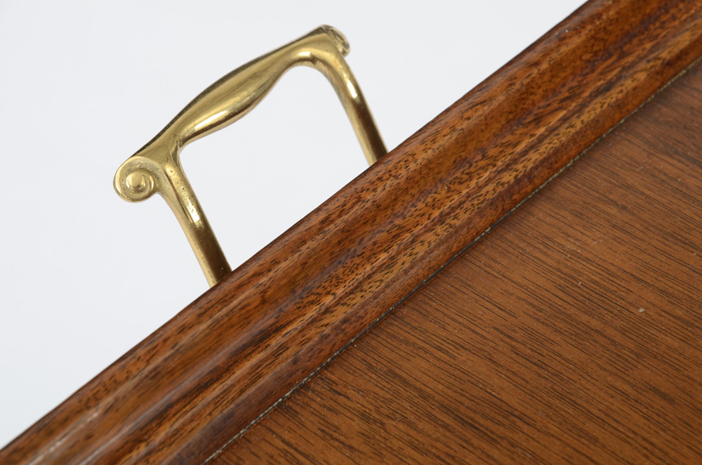 Mahogany Inlaid Wood Accent Table