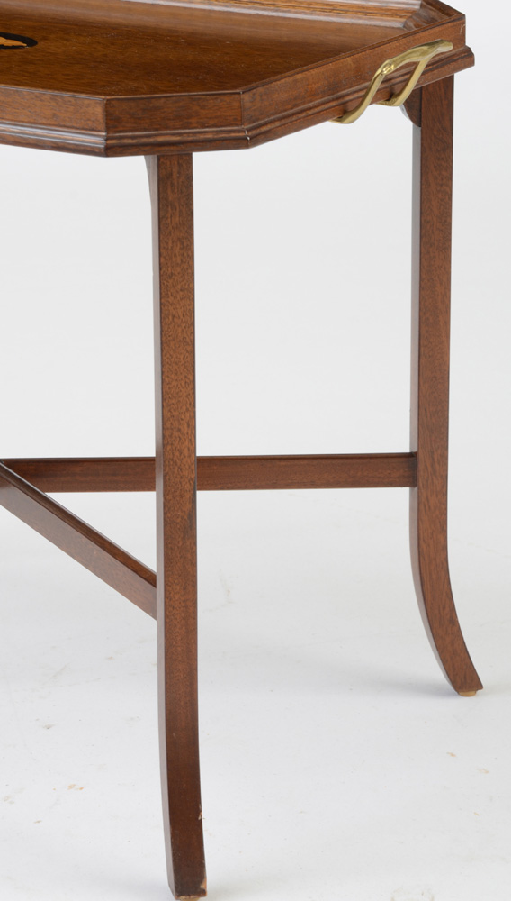 Mahogany Inlaid Wood Accent Table