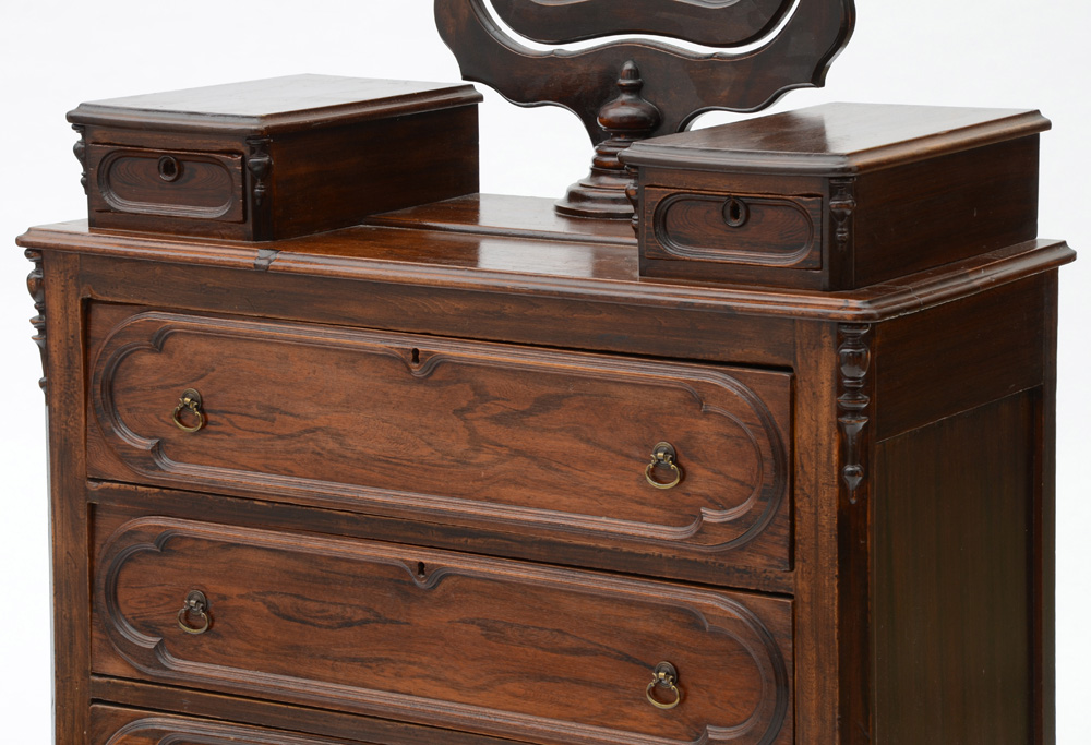 Victorian Eastlake Walnut Chest with Wishbone Mirror