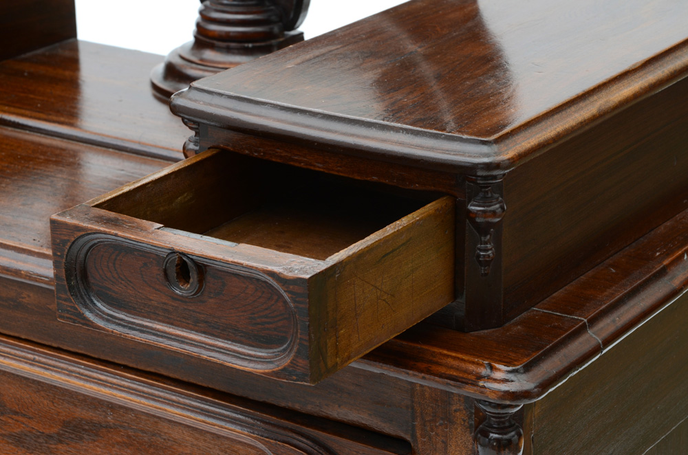 Victorian Eastlake Walnut Chest with Wishbone Mirror