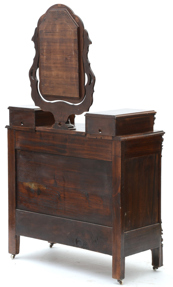 Victorian Eastlake Walnut Chest with Wishbone Mirror