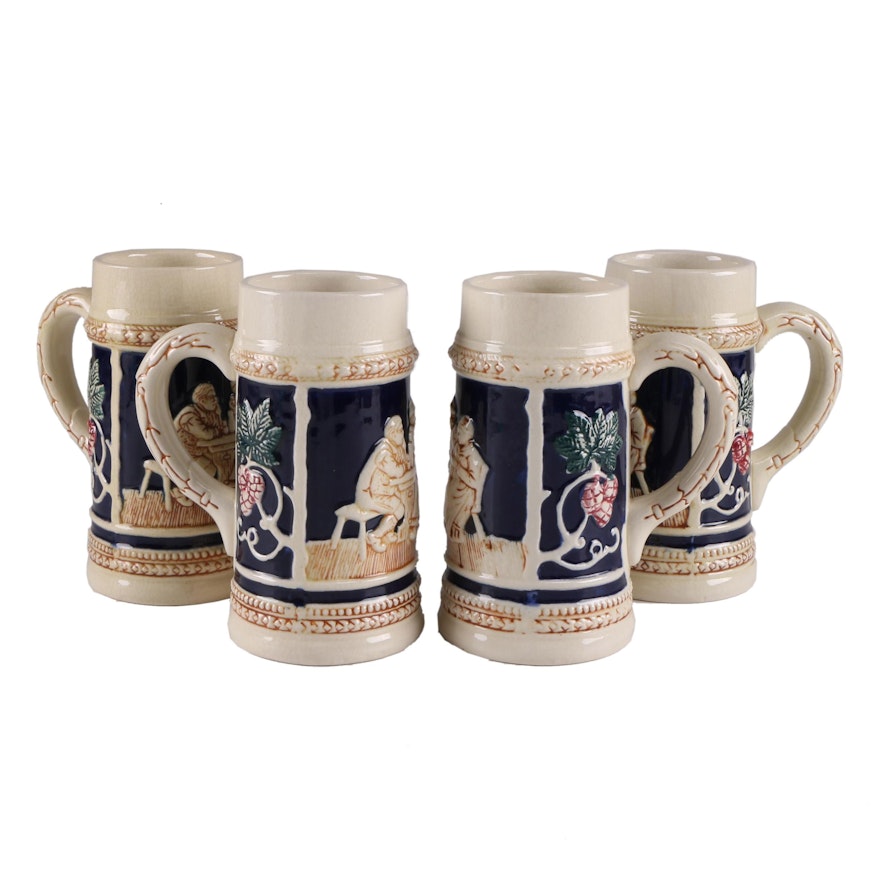 Vintage Japanese Ceramic German Inspired Beer Steins