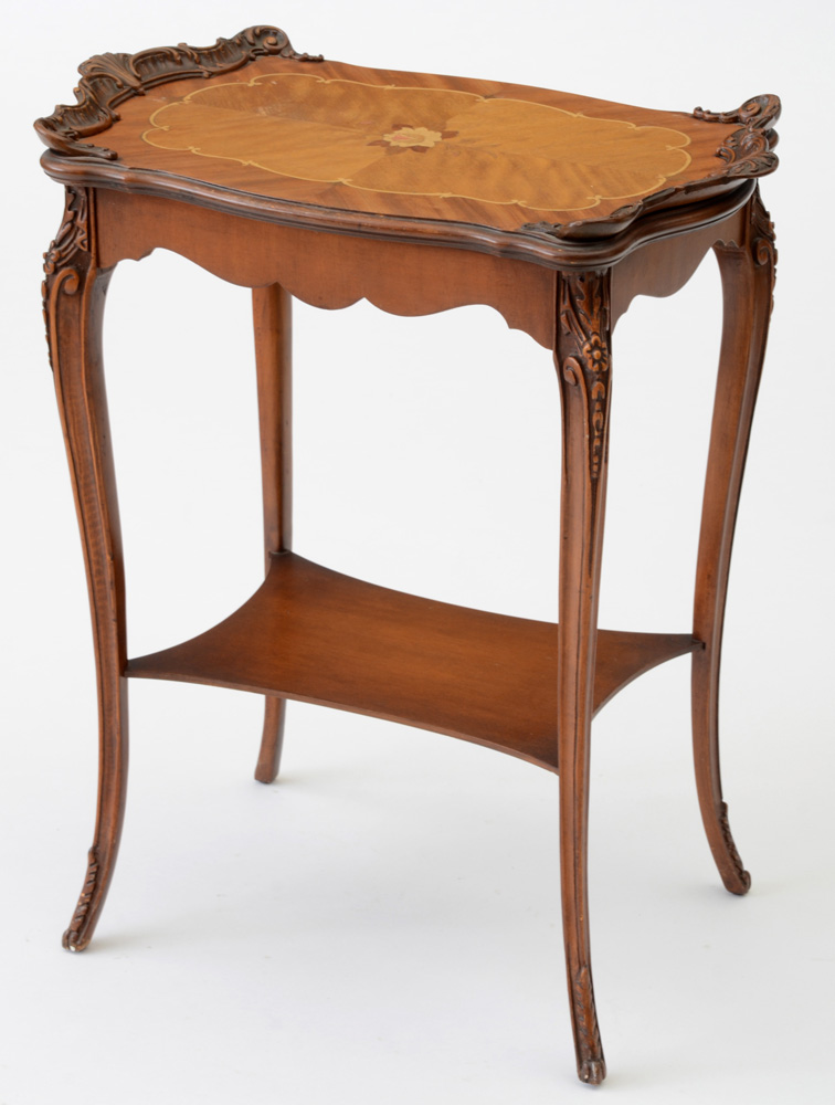 French Style Inlaid Wood Accent Table