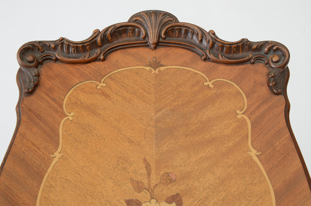 French Style Inlaid Wood Accent Table