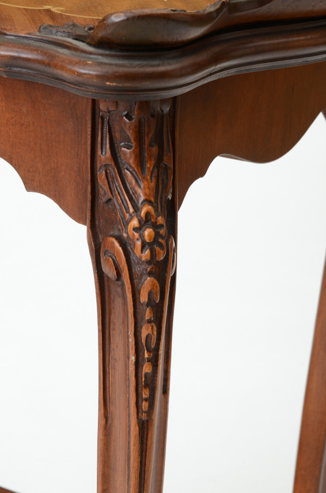 French Style Inlaid Wood Accent Table