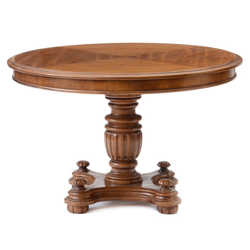 Round Oak Veneer Pedestal Table