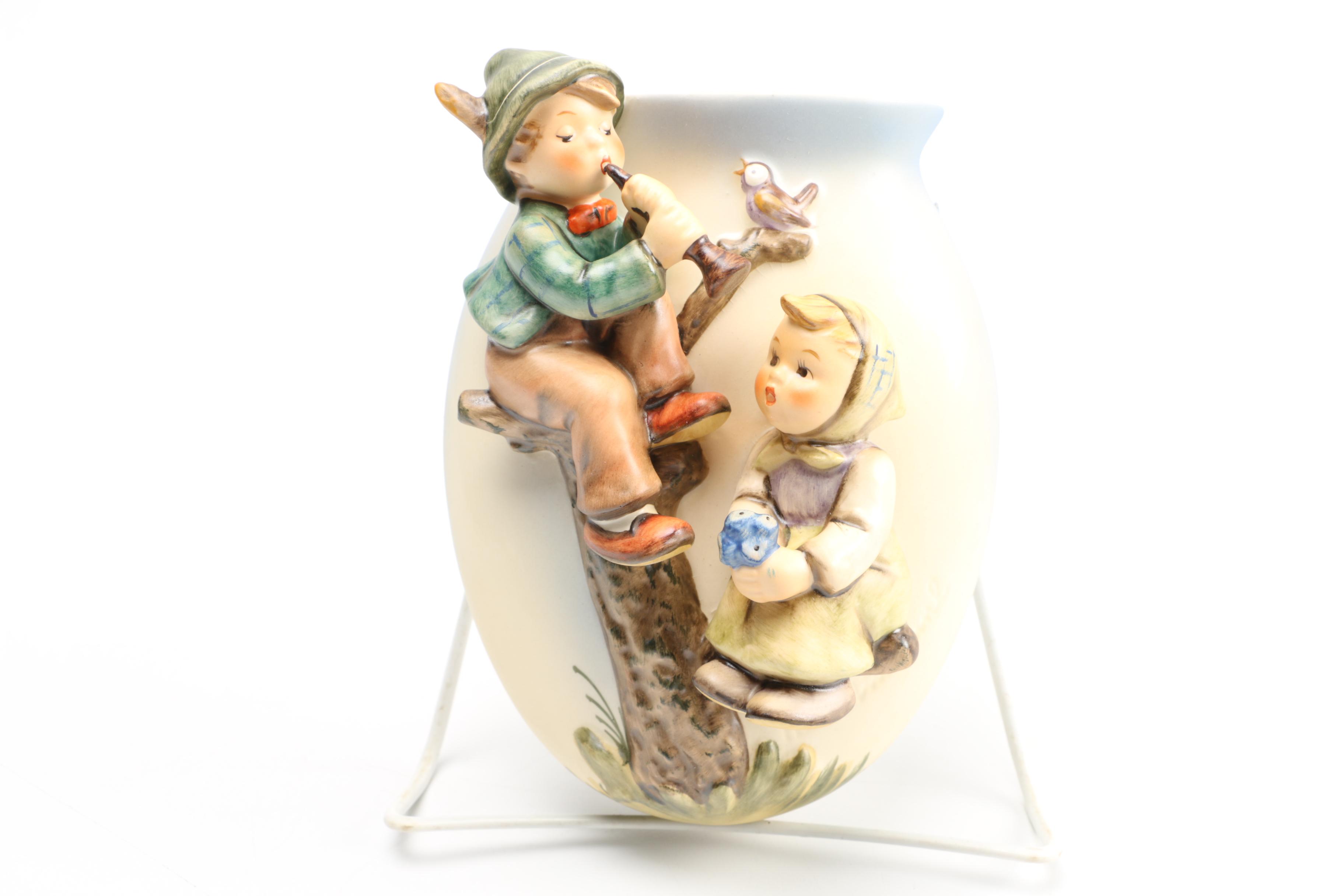 Hummel "Sing Along" Figurine and "Boy and Girl" Wall Vase