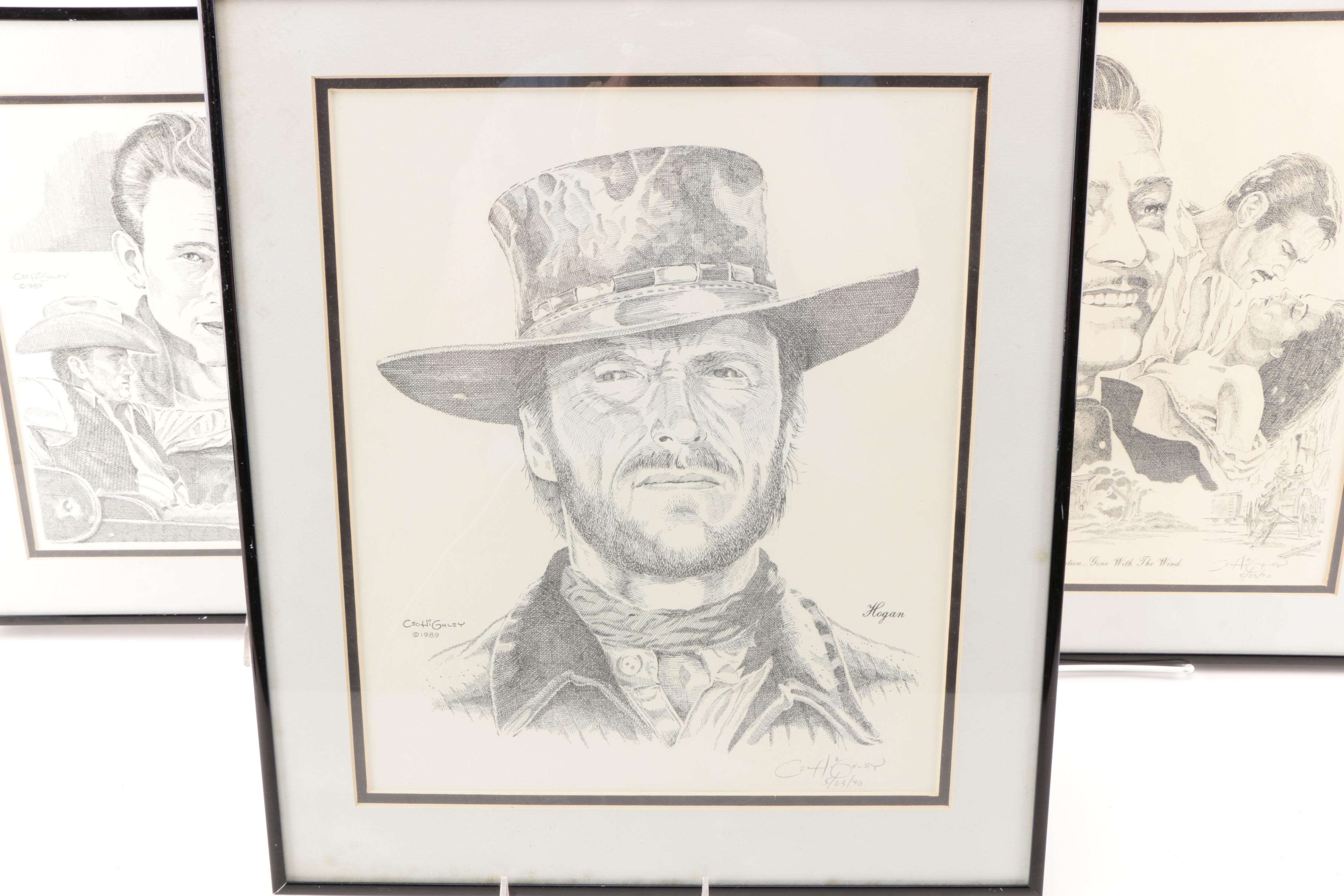 Cecil Highley Signed Offset Lithograph Celebrity Portraits