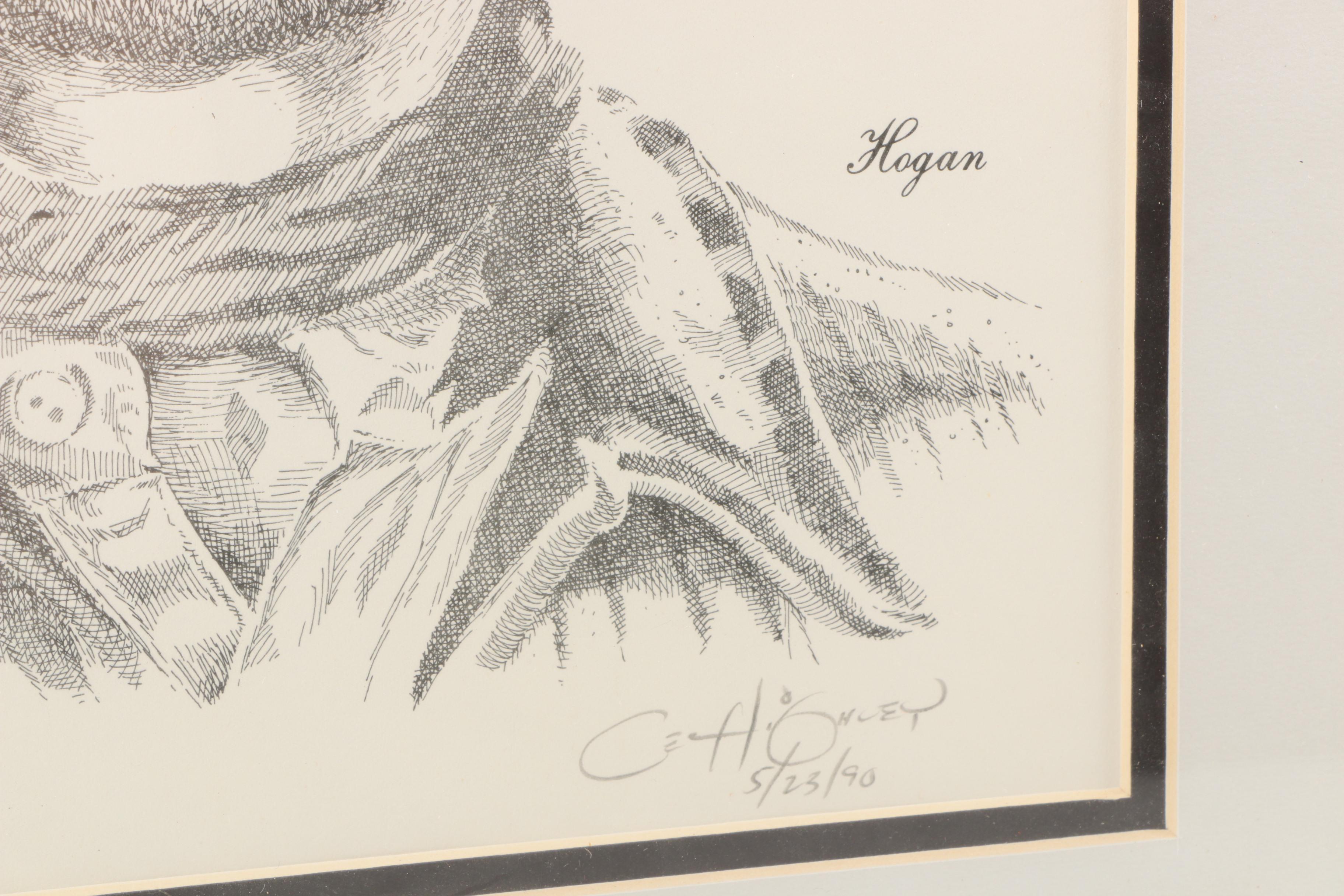 Cecil Highley Signed Offset Lithograph Celebrity Portraits