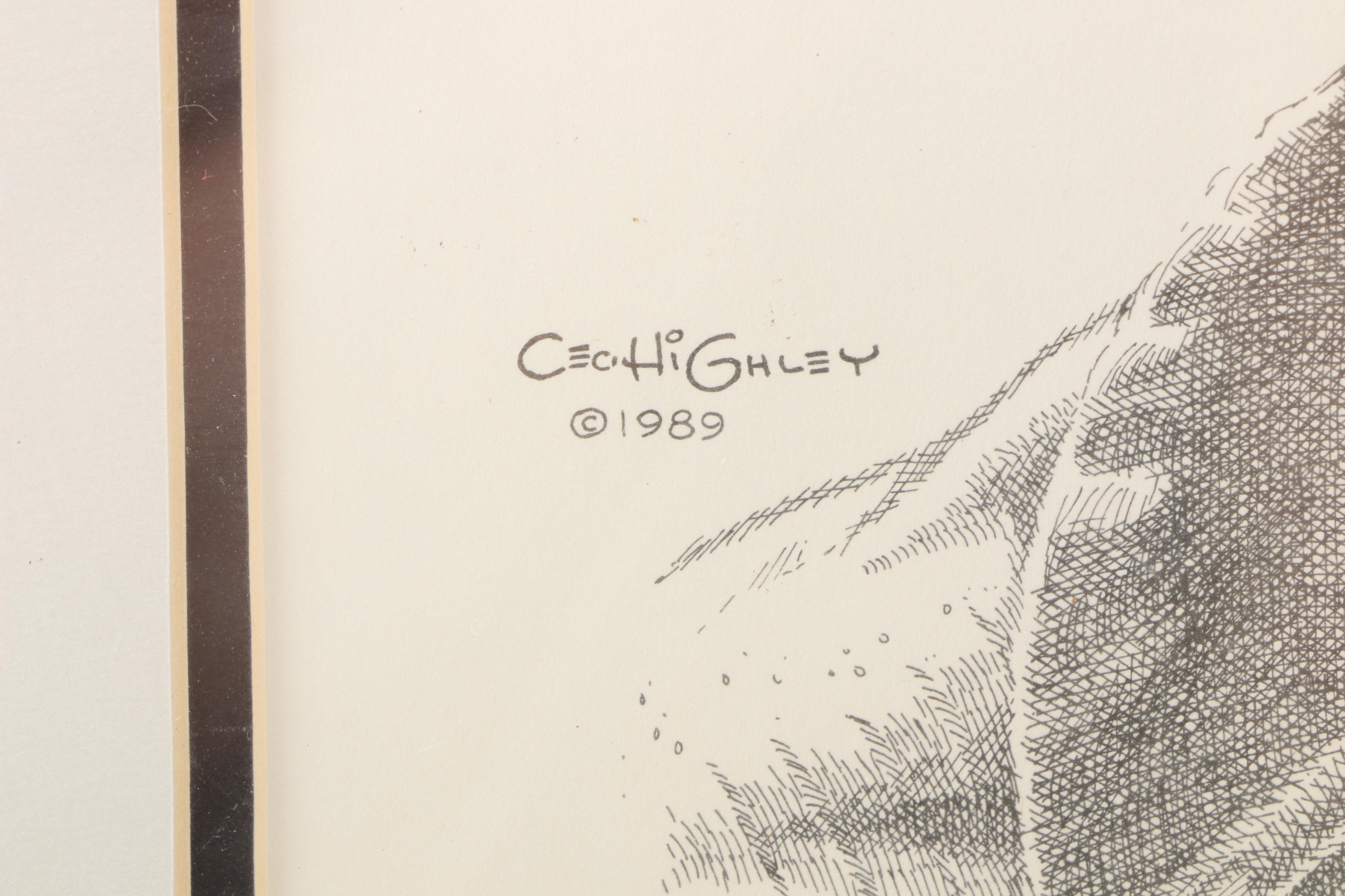 Cecil Highley Signed Offset Lithograph Celebrity Portraits