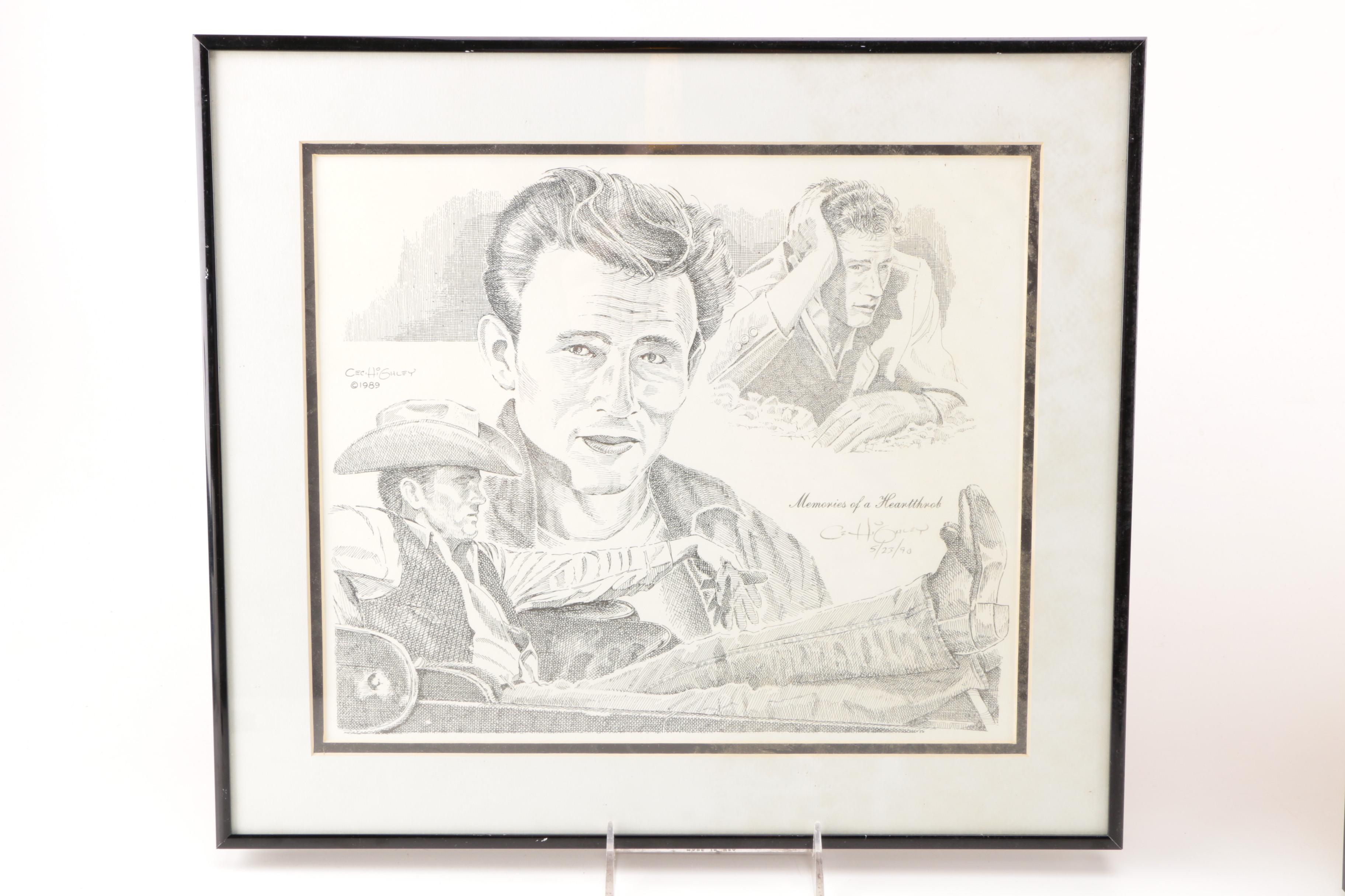 Cecil Highley Signed Offset Lithograph Celebrity Portraits