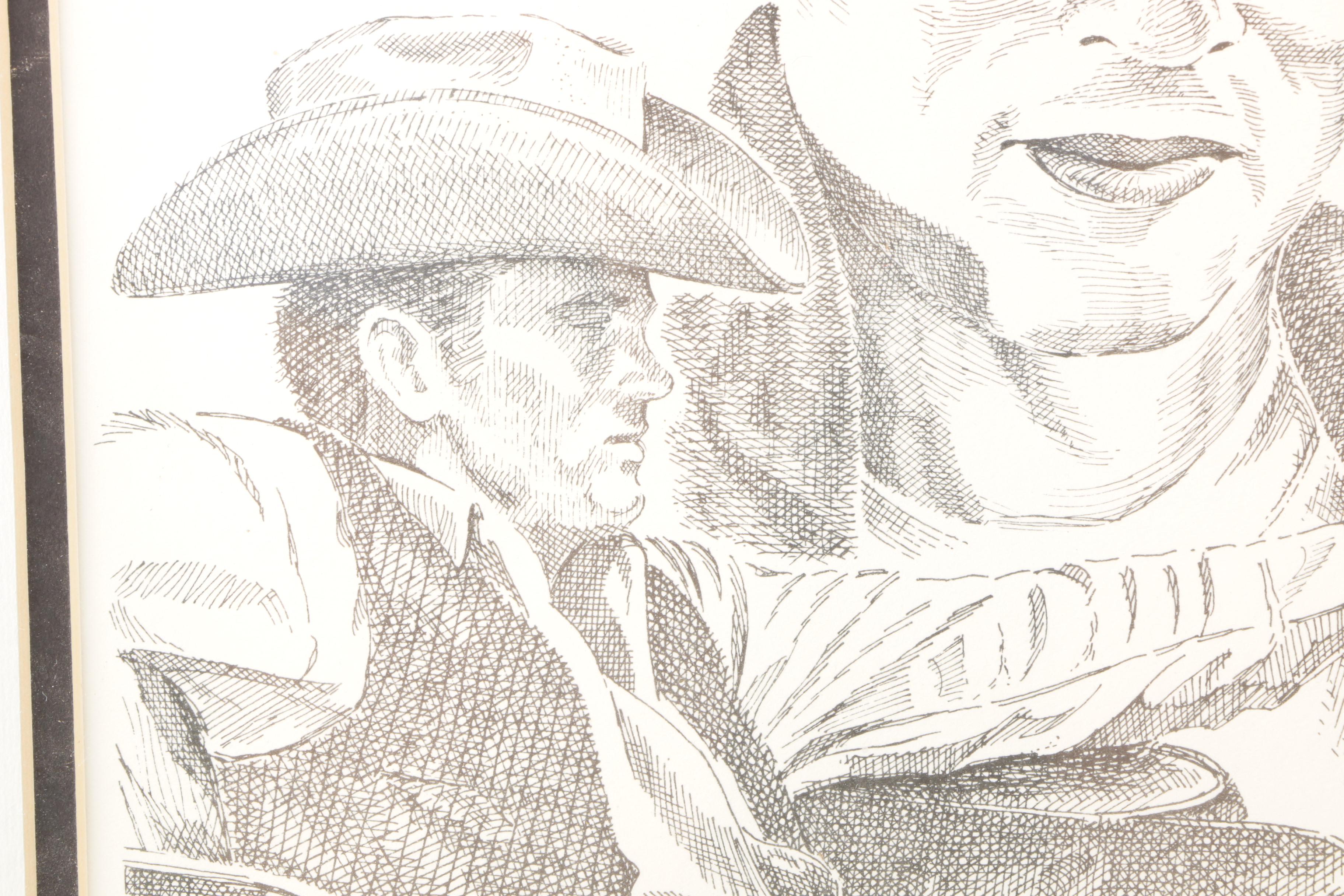 Cecil Highley Signed Offset Lithograph Celebrity Portraits