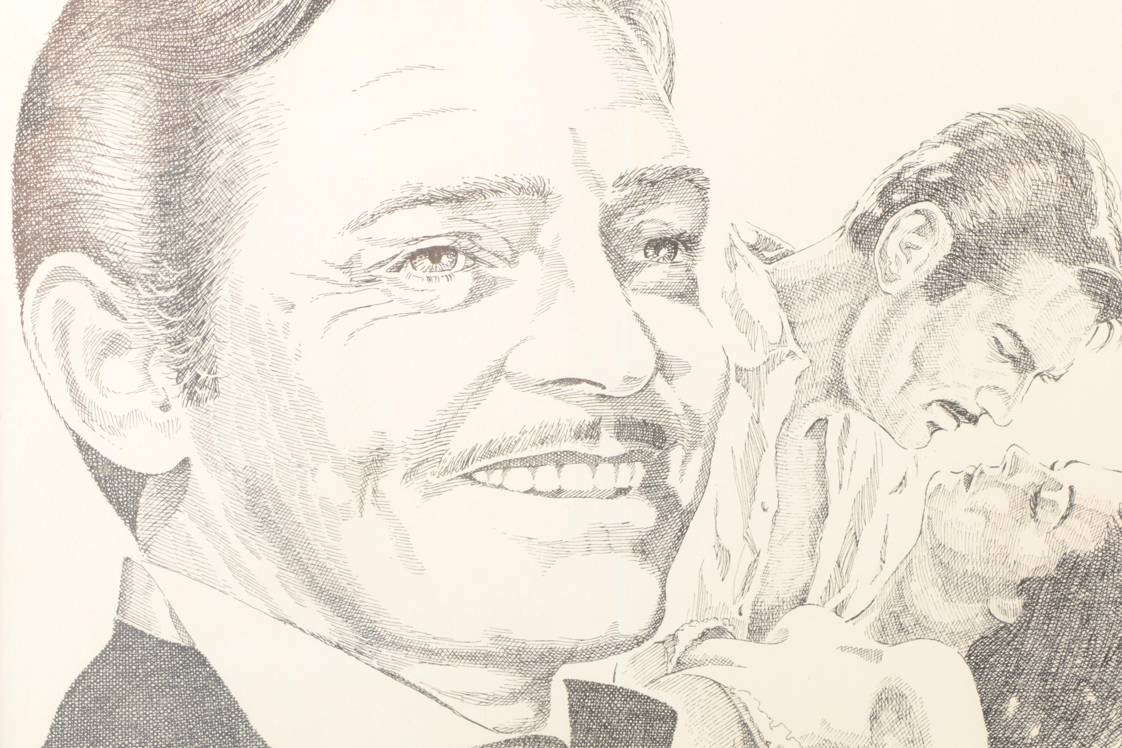 Cecil Highley Signed Offset Lithograph Celebrity Portraits