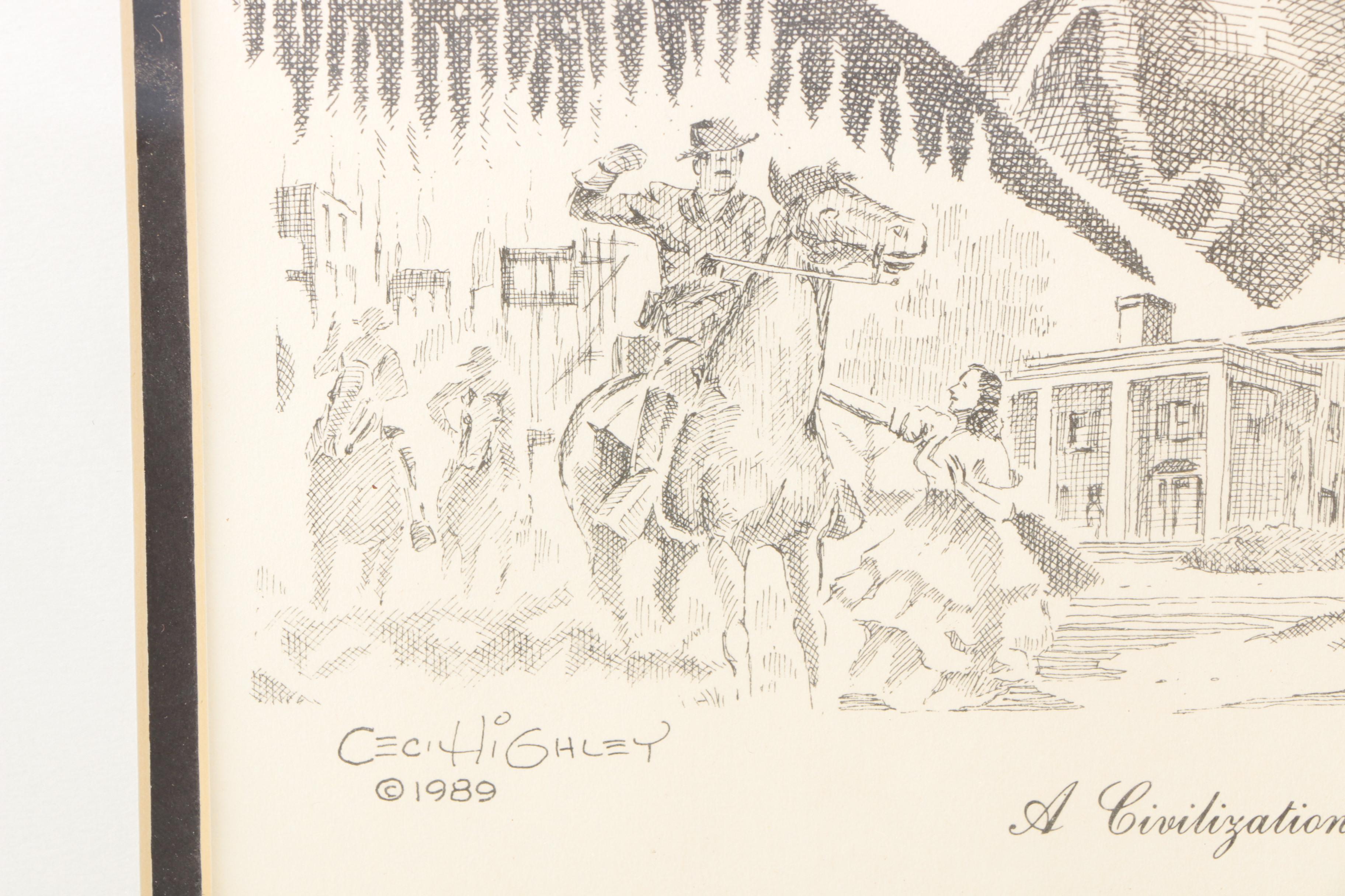 Cecil Highley Signed Offset Lithograph Celebrity Portraits