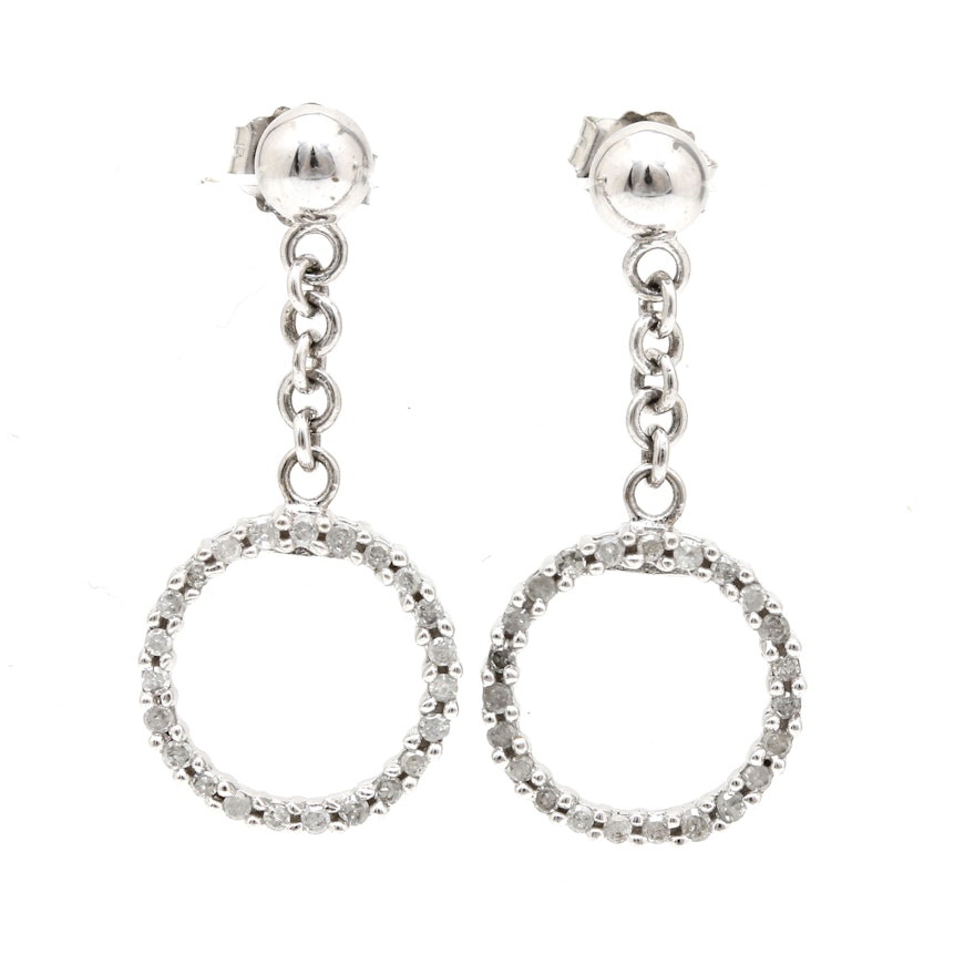 14K White Gold Diamond Earrings